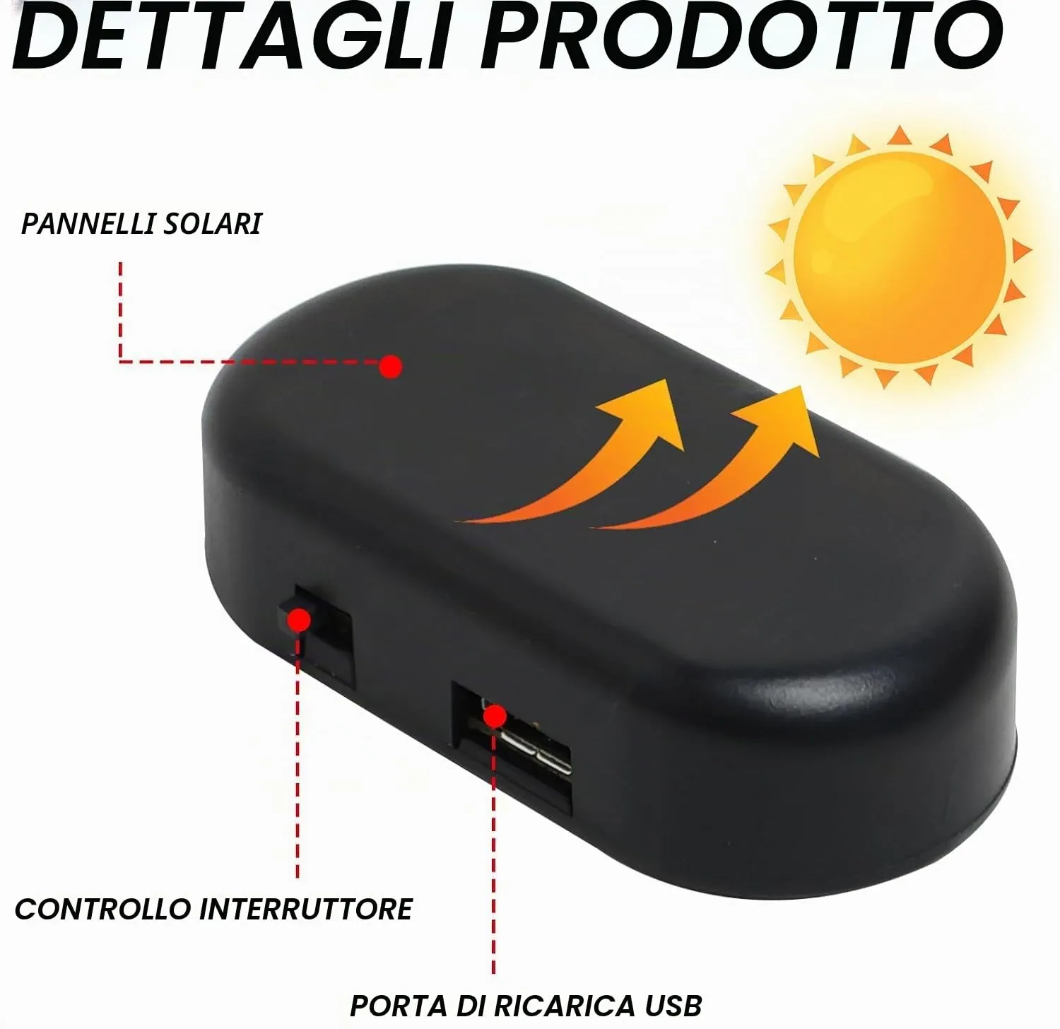 CAIHINIER Allarme per Auto LED Simulazione Antifurto a Energia Solare, 2 Pezzi (Rosso Blu) - immagine 3