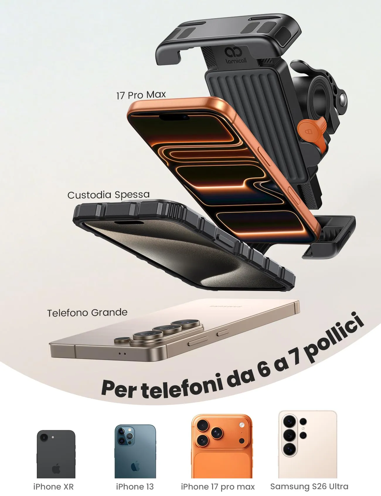 Lamicall Supporto Telefono per Bicicletta BCSP21-EU-OG - immagine 5
