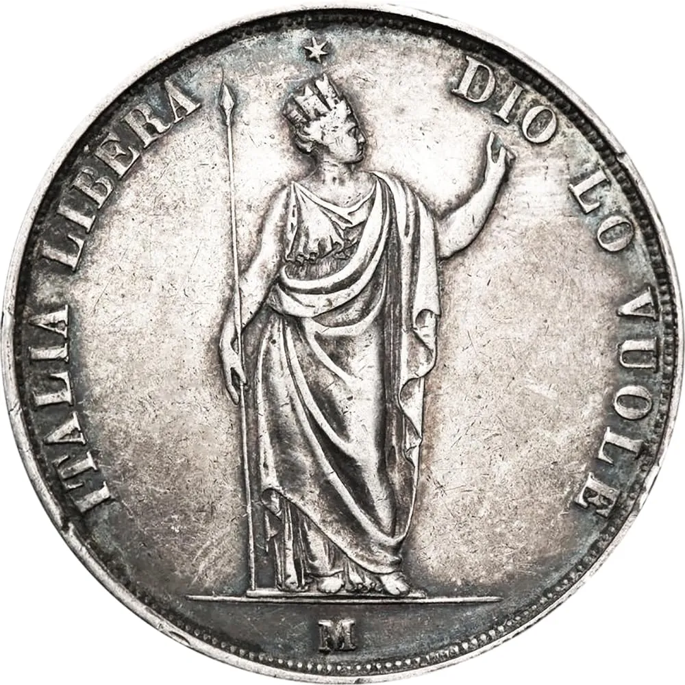 Riproduzione Moneta 5 Lire Lombardia 1848 Regno d'Italia Facsimile - immagine 2