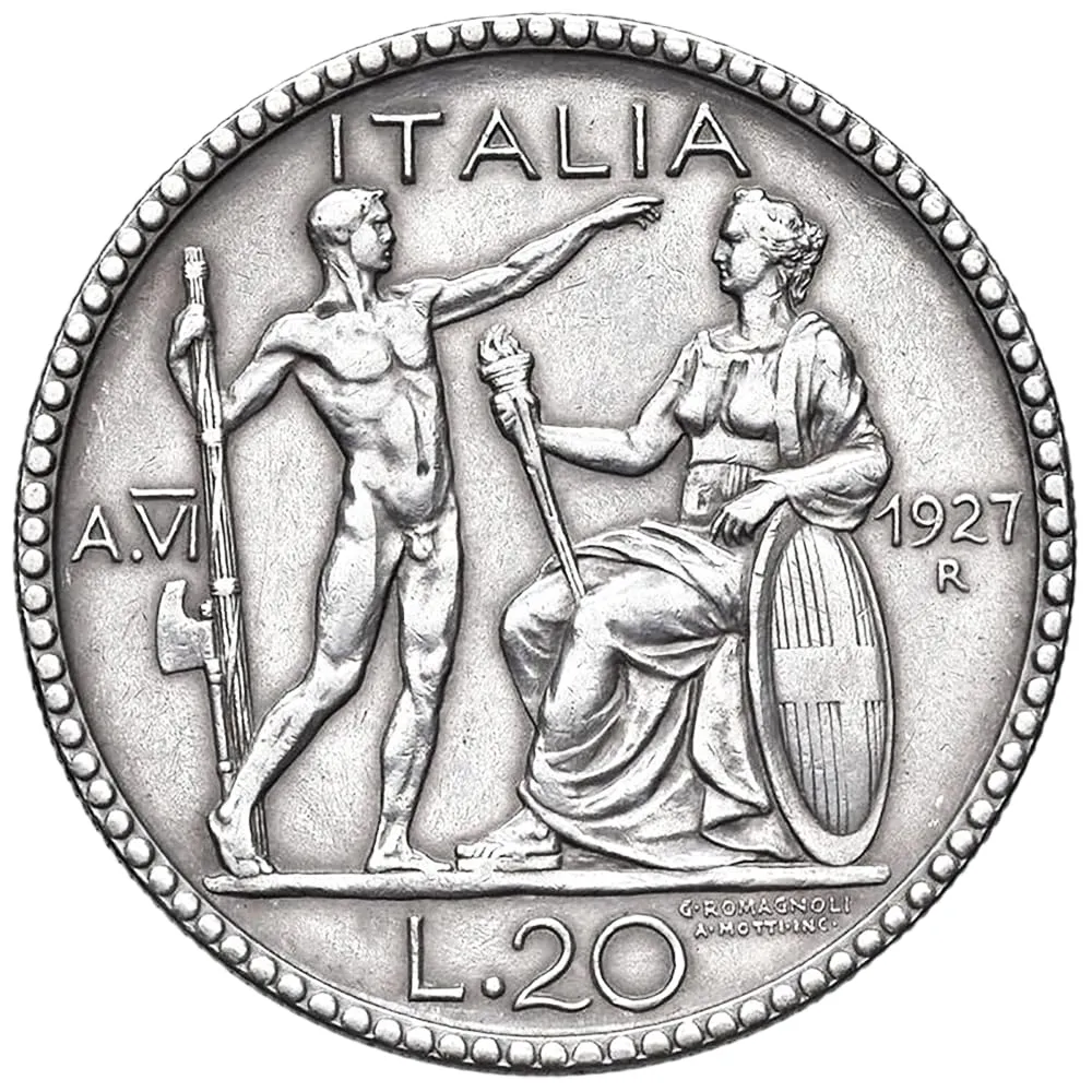 Riproduzione Moneta 20 Lire 1927 Vittorio Emanuele III Regno d'Italia - immagine 3