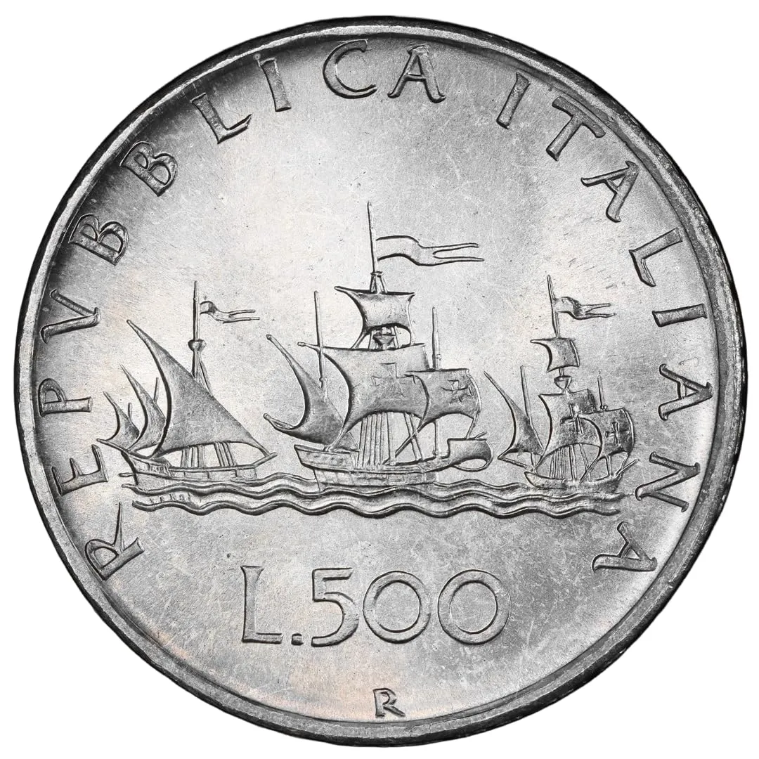 Riproduzione Moneta 500 Lire Nave a Tre Alberi Prova - immagine 2