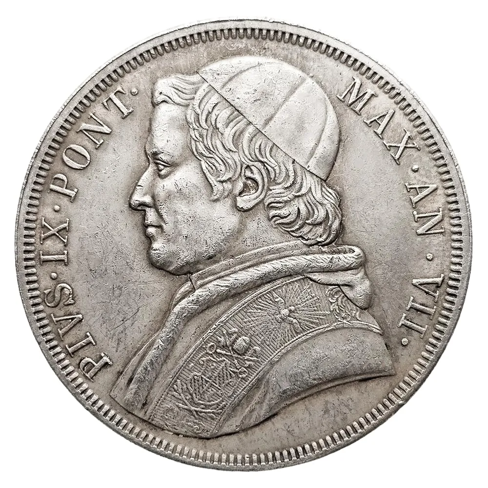 Riproduzione Moneta 1854 Papal States Scudo - immagine 2