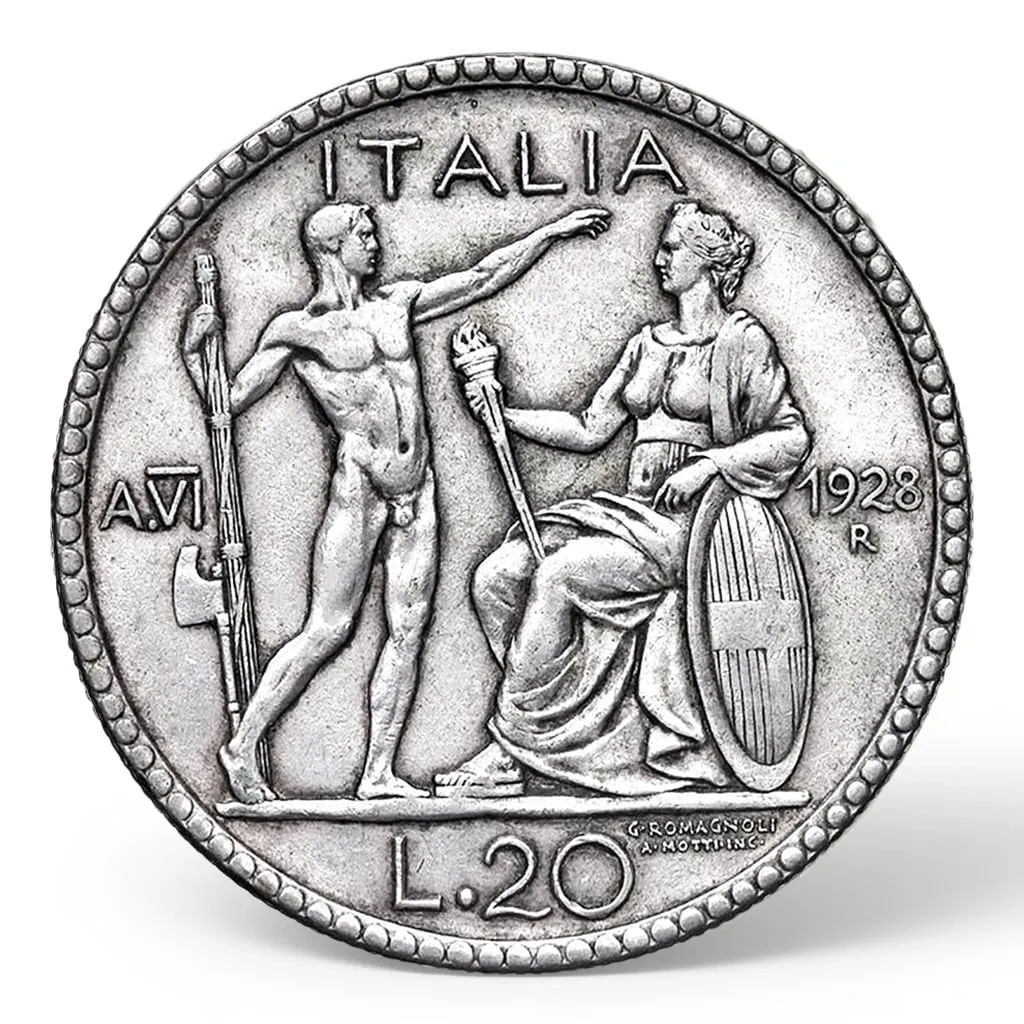 Riproduzione Moneta 20 Lire Vittorio Emanuele III (1928) Regno d'Italia - immagine 1