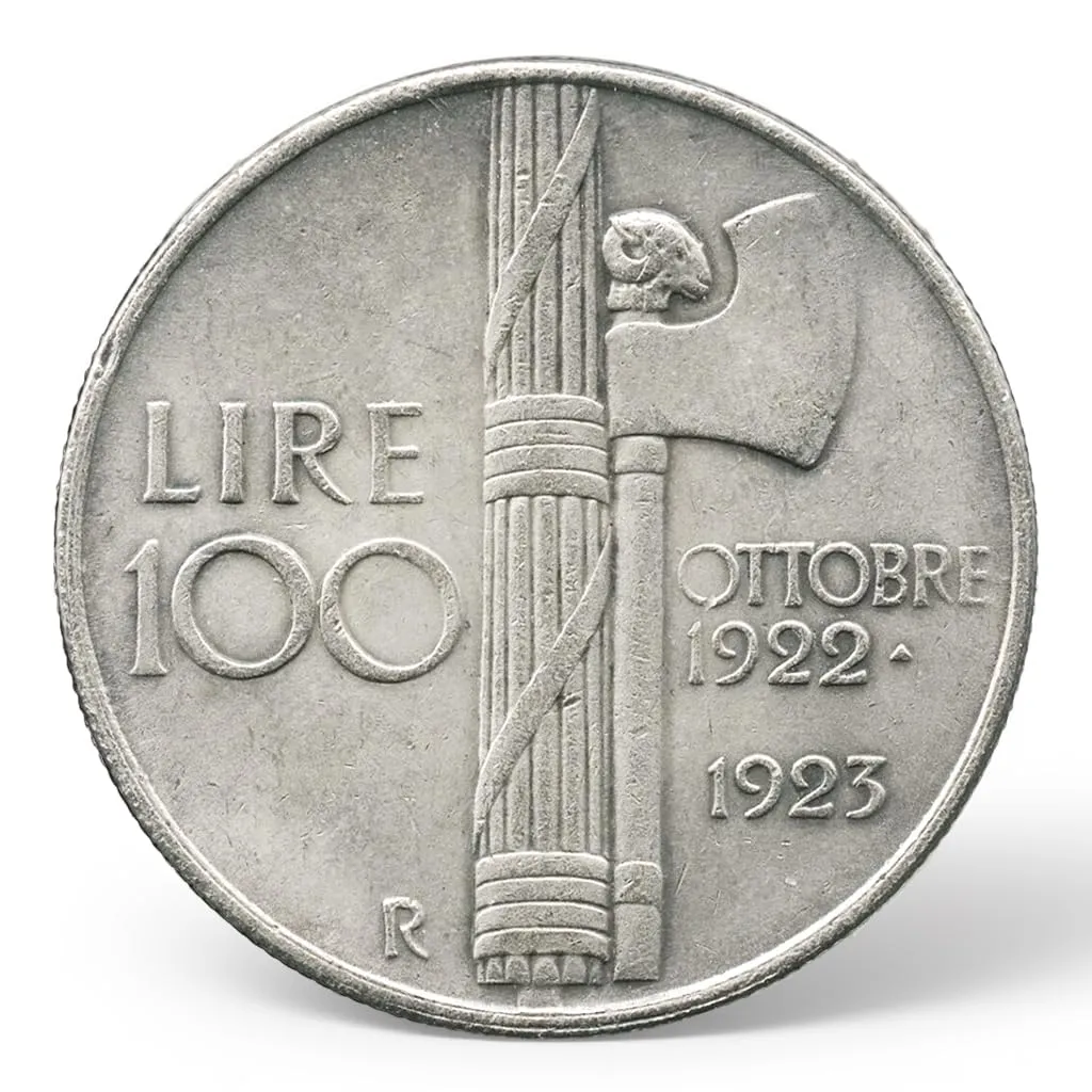Riproduzione Moneta 100 Lire Mussolini 1945 Regno d'Italia - immagine 1