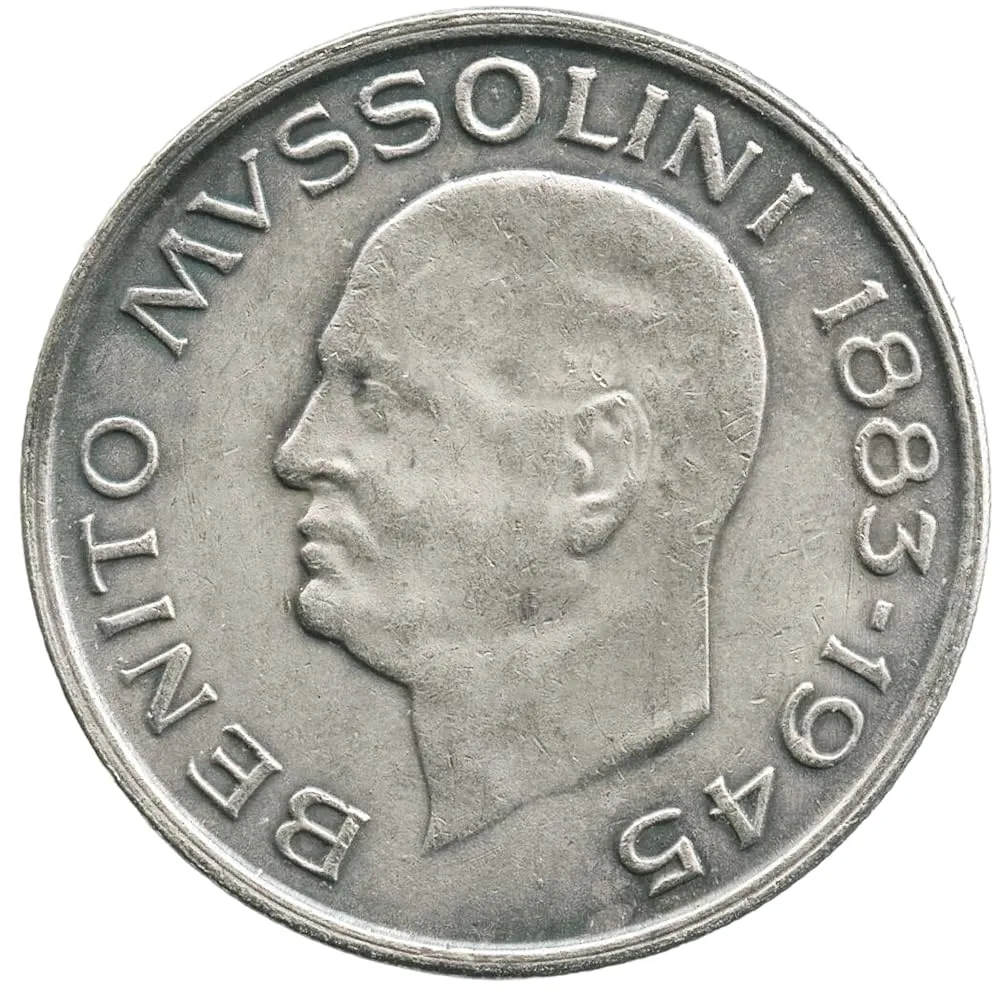 Riproduzione Moneta 100 Lire Mussolini 1945 Regno d'Italia - immagine 2