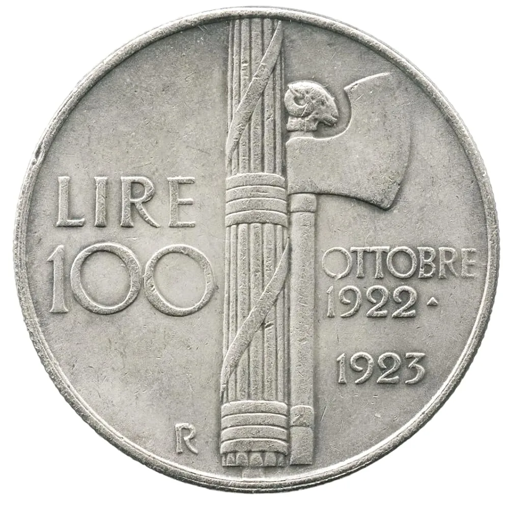 Riproduzione Moneta 100 Lire Mussolini 1945 Regno d'Italia - immagine 3