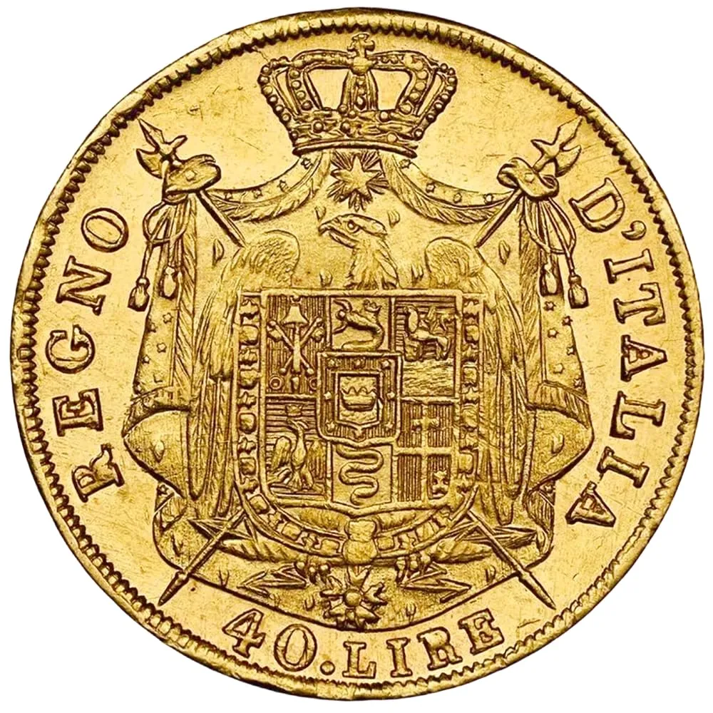 Riproduzione Napoleon 40 Lire d'oro 1814 Moneta Facsimile - immagine 3