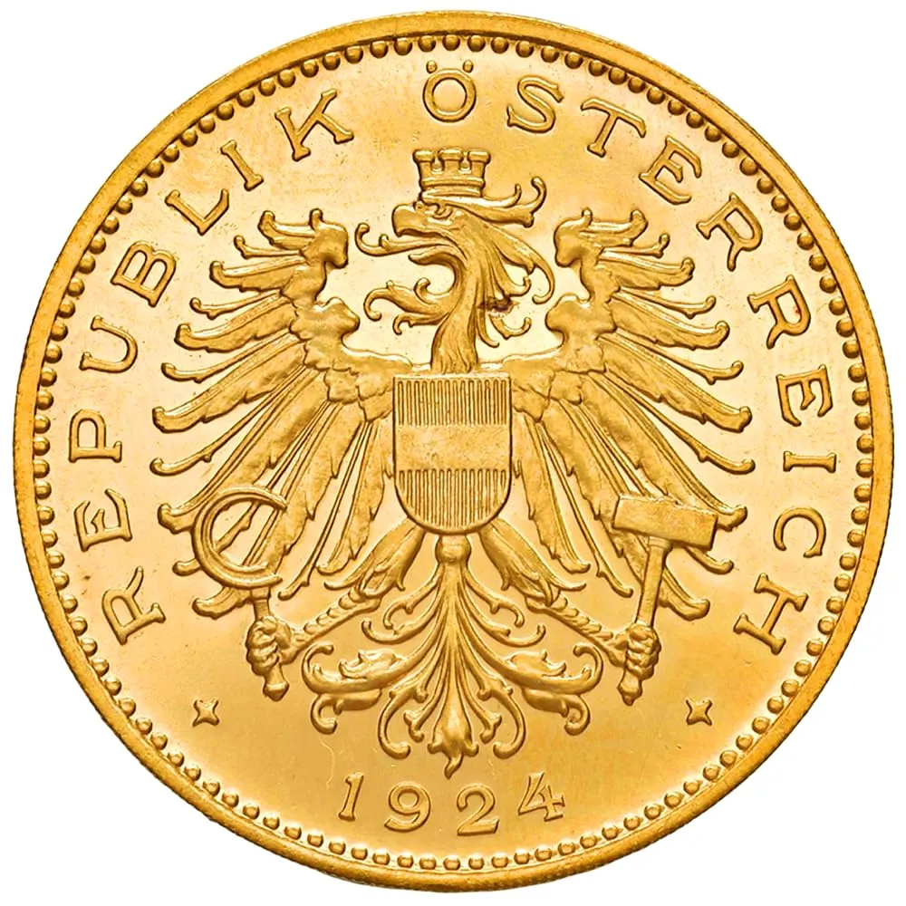 Riproduzione Moneta 1924 Austria 100 Kroner Facsimile - immagine 2