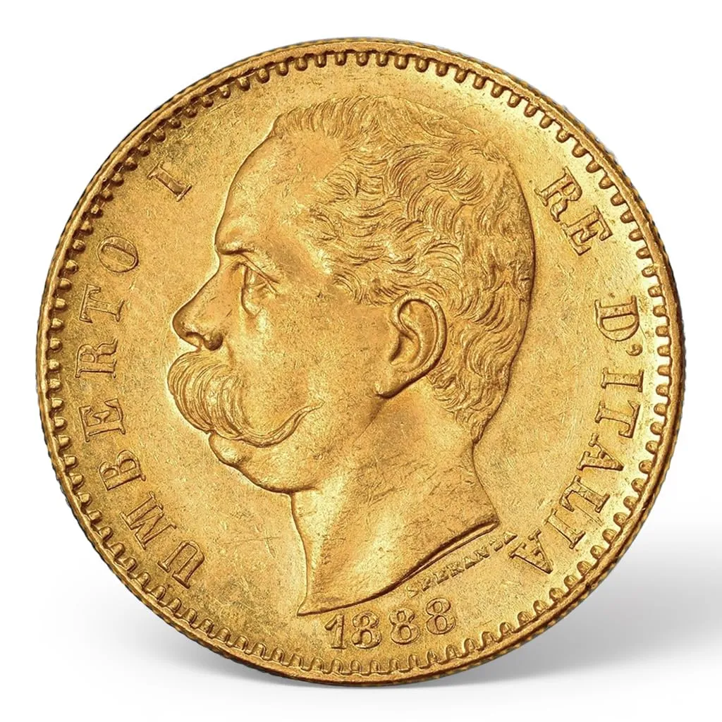 Riproduzione Moneta 50 Lire Oro Umberto I (1888) - Facsimile Collezionismo - immagine 1