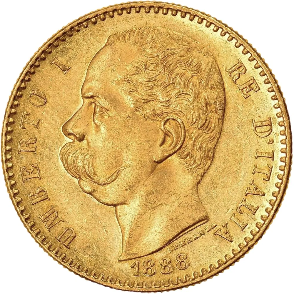 Riproduzione Moneta 50 Lire Oro Umberto I (1888) - Facsimile Collezionismo - immagine 2