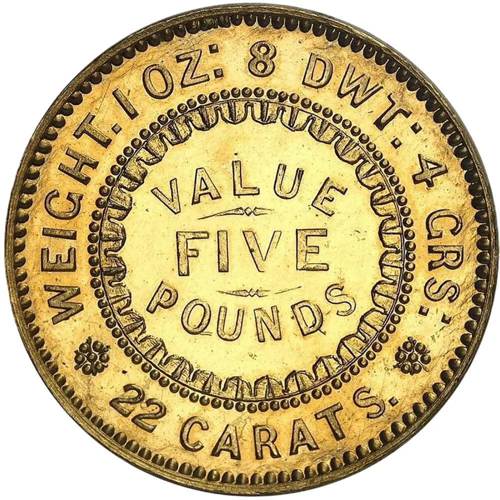 Riproduzione Moneta 1852 Adelaide Gold 5 Pounds - immagine 3