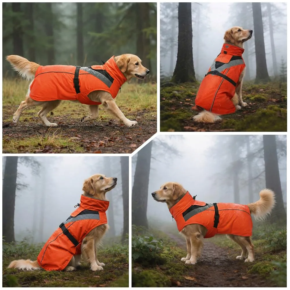 AOOWU Impermeabile per Cani con Cappuccio e Riflettenti, Arancione, Taglia L - immagine 6