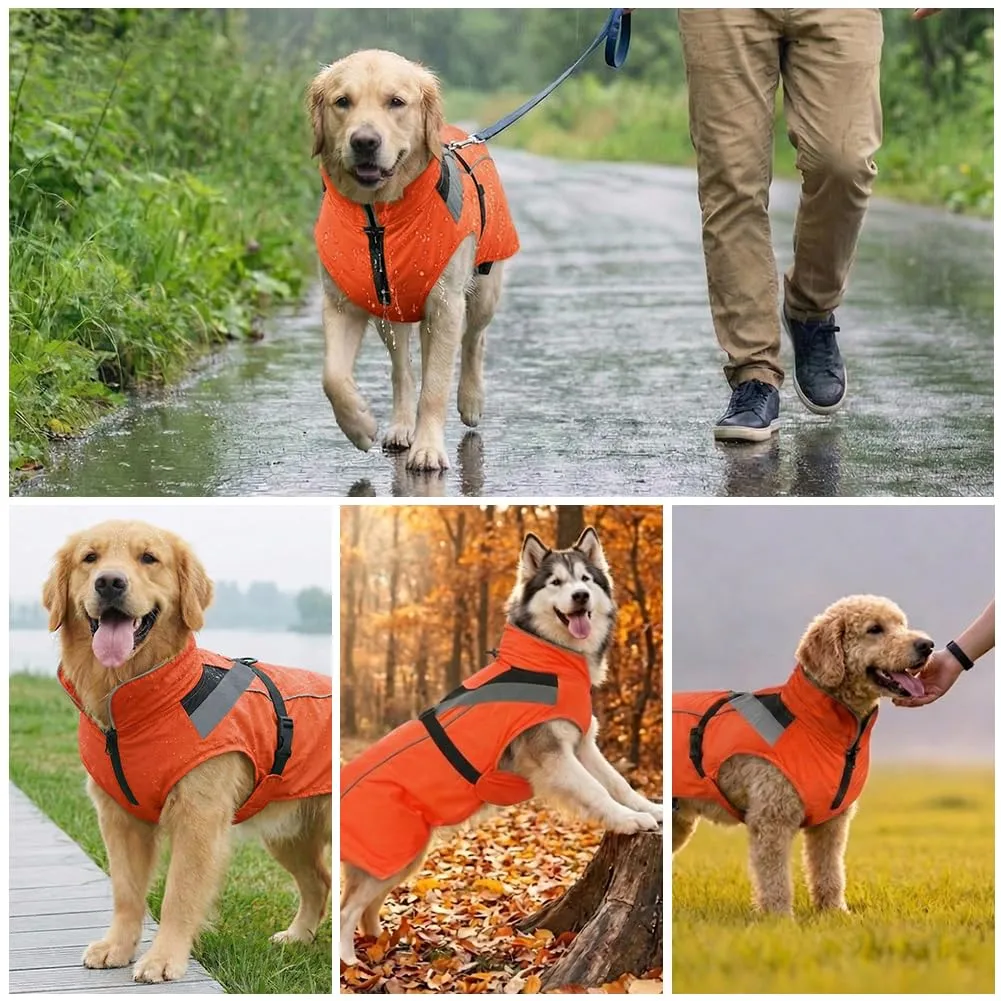 AOOWU Impermeabile per Cani con Cappuccio e Riflettenti, Arancione, Taglia L - immagine 7