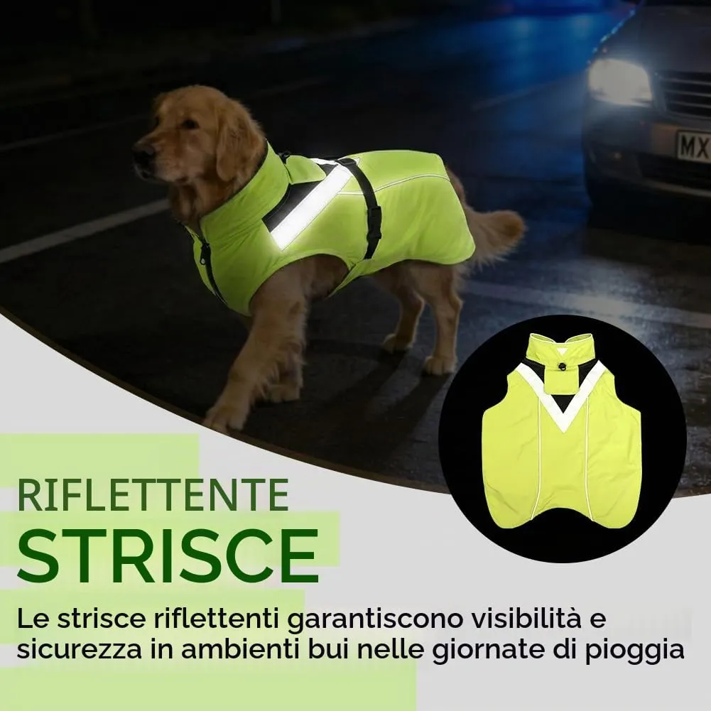 AOOWU Impermeabile Cane con Cappuccio e Riflettenti, Verde, Taglia L - immagine 4