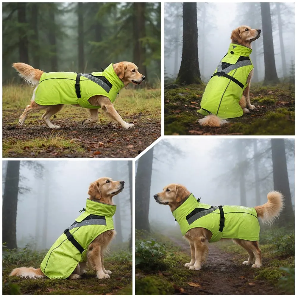 AOOWU Impermeabile per Cani con Cappuccio e Riflettenti, Verde, Taglia M - immagine 6