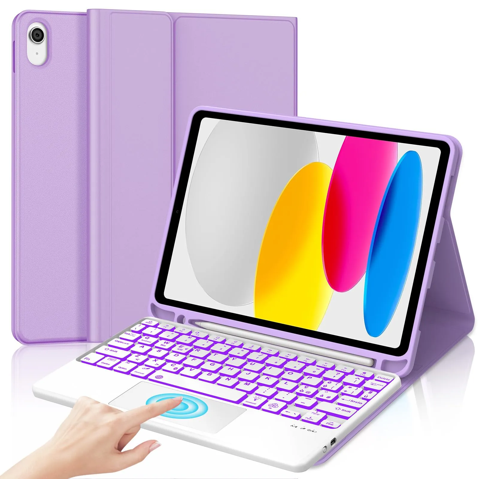 IVEOPPE Tastiera con Touchpad e Cover per iPad 11 Generazione 11" (2025) e iPad 10 Generazione 10.9" (2022) A16 - immagine 1