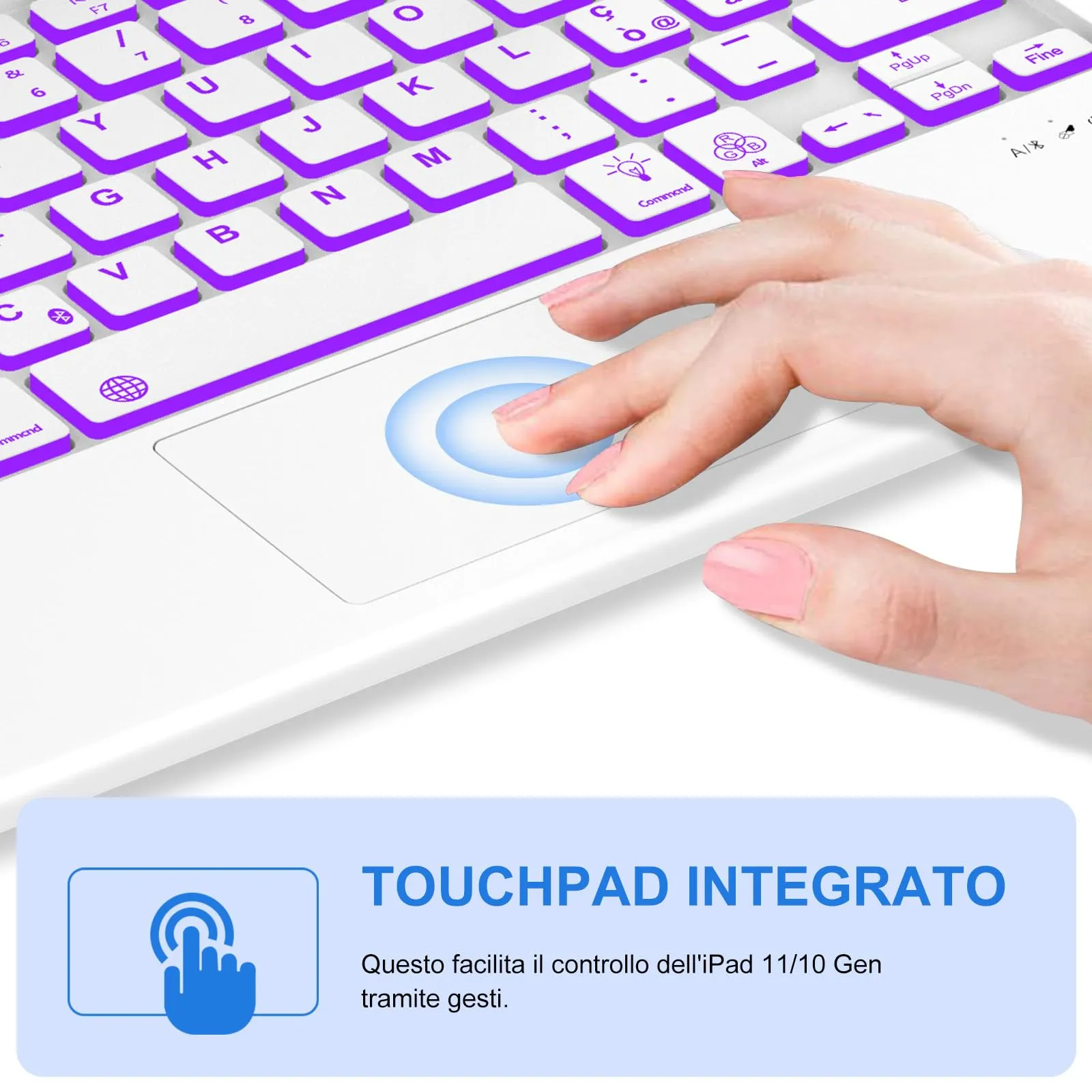 IVEOPPE Tastiera con Touchpad e Cover per iPad 11 Generazione 11" (2025) e iPad 10 Generazione 10.9" (2022) A16 - immagine 5