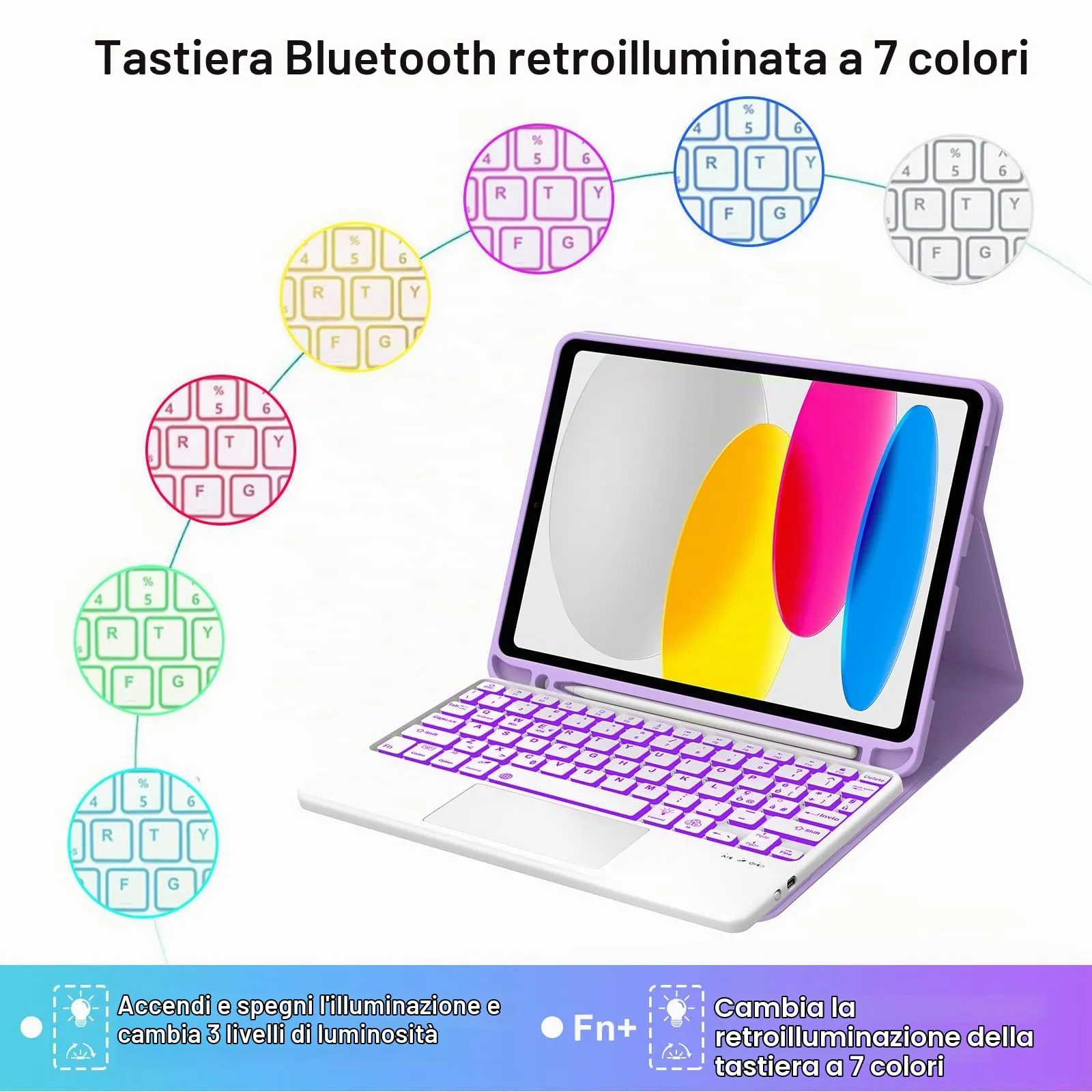 IVEOPPE Tastiera con Touchpad e Cover per iPad 11 Generazione 11" (2025) e iPad 10 Generazione 10.9" (2022) A16 - immagine 6