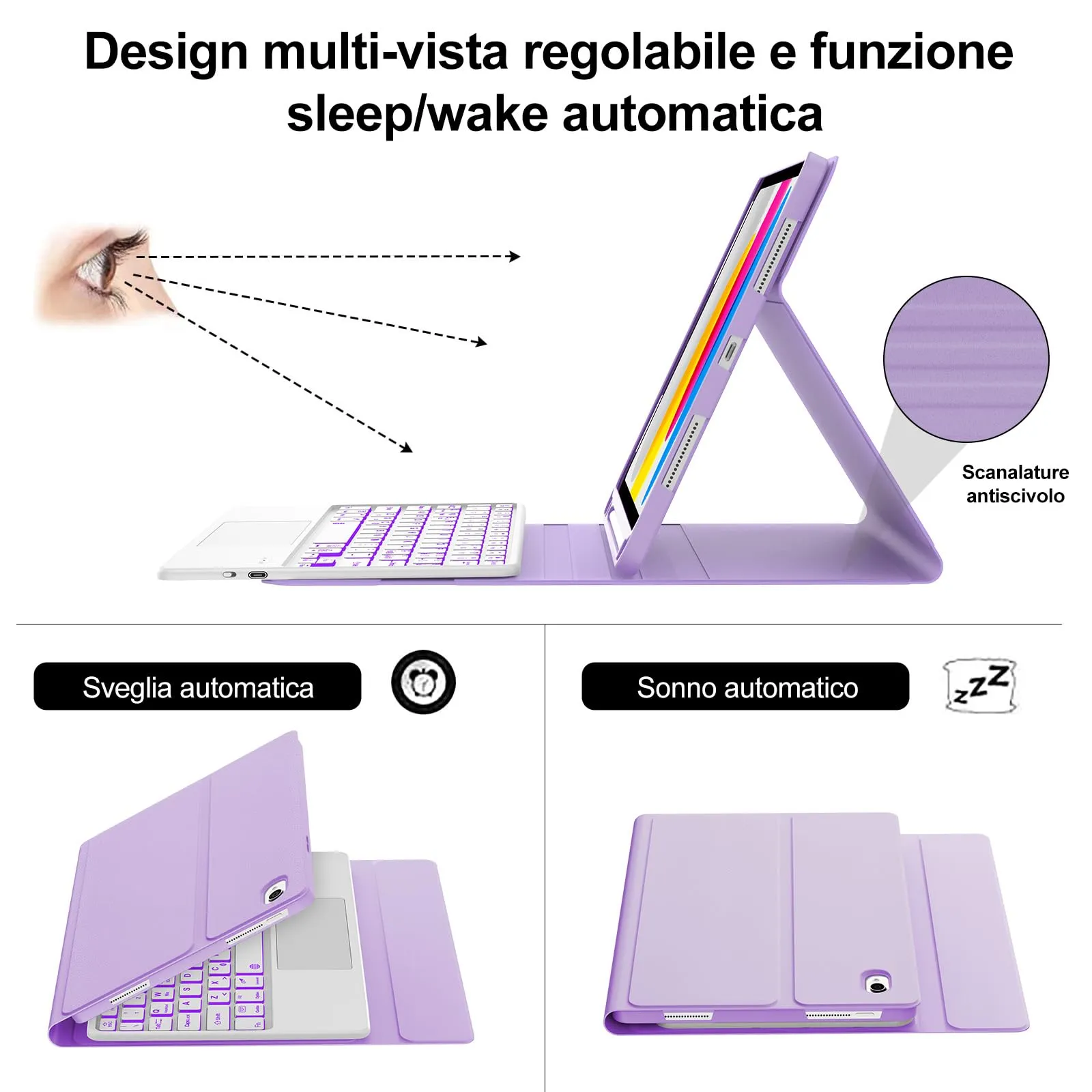 IVEOPPE Tastiera con Touchpad e Cover per iPad 11 Generazione 11" (2025) e iPad 10 Generazione 10.9" (2022) A16 - immagine 7