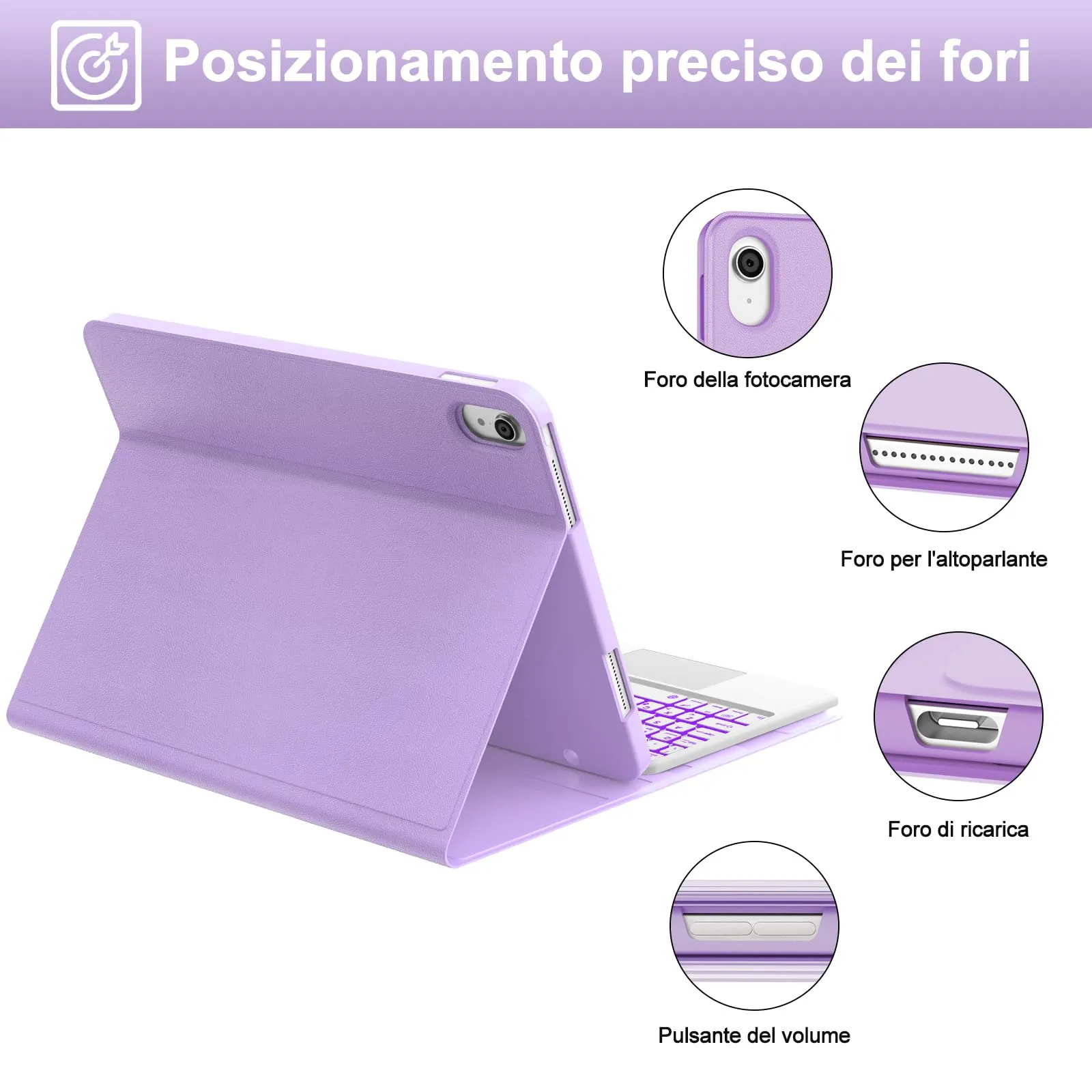 IVEOPPE Tastiera con Touchpad e Cover per iPad 11 Generazione 11" (2025) e iPad 10 Generazione 10.9" (2022) A16 - immagine 8