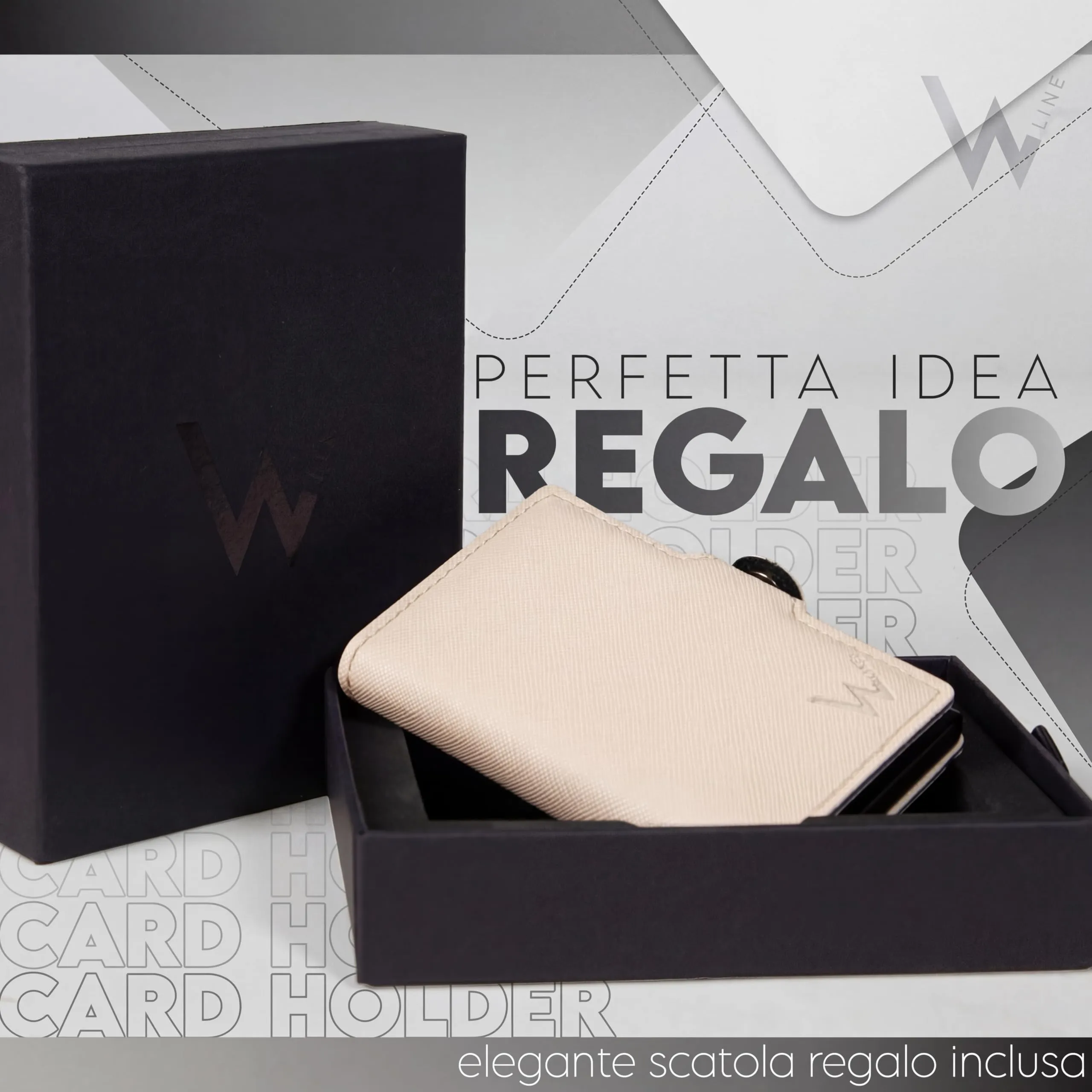 WLine Portafoglio Donna Piccolo RFID in Pelle PU con Zip - Sabbia e Nero Saffiano - immagine 3