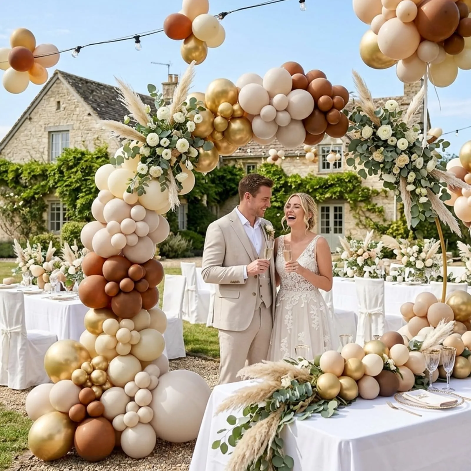 fairymaiden Palloncini Oro Beige, 60 Pezzi Bianco Sabbia Oro Kaki Metallizzato Latex, 12 Pollici - immagine 2