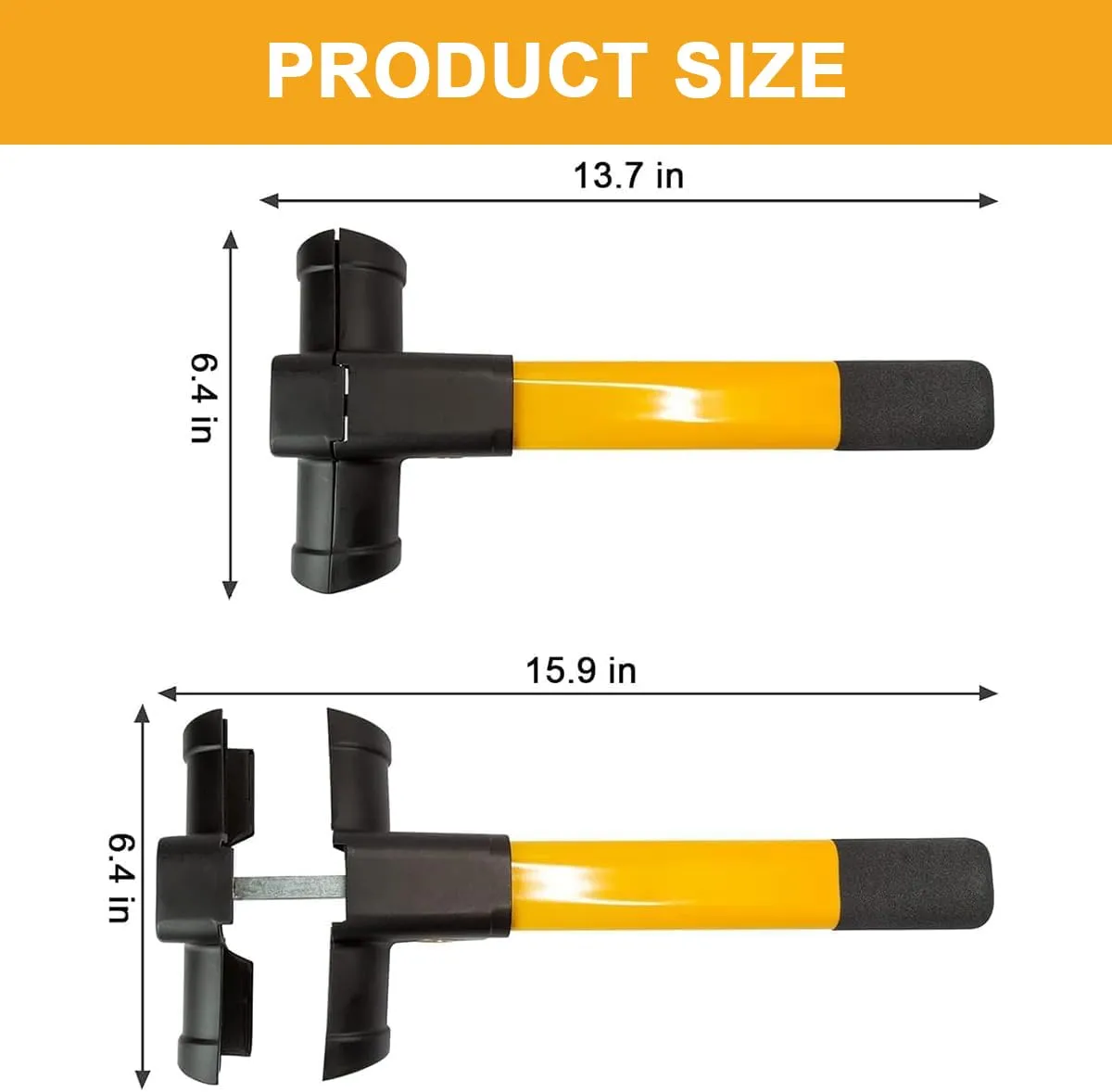 Frogetu Bloccasterzo Auto Antifurto Meccanico a T Universale con 2 Chiavi per Auto, Furgoni, Camper, SUV e Barche - immagine 2