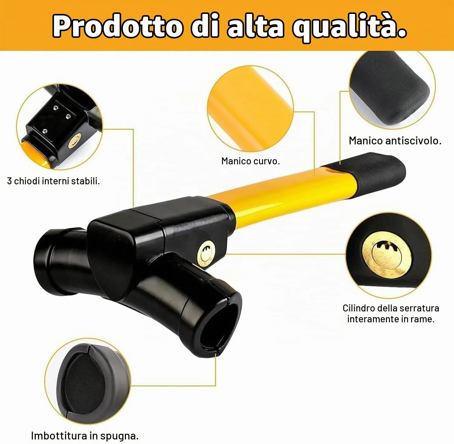 Frogetu Bloccasterzo Auto Antifurto Meccanico a T Universale con 2 Chiavi per Auto, Furgoni, Camper, SUV e Barche - immagine 3