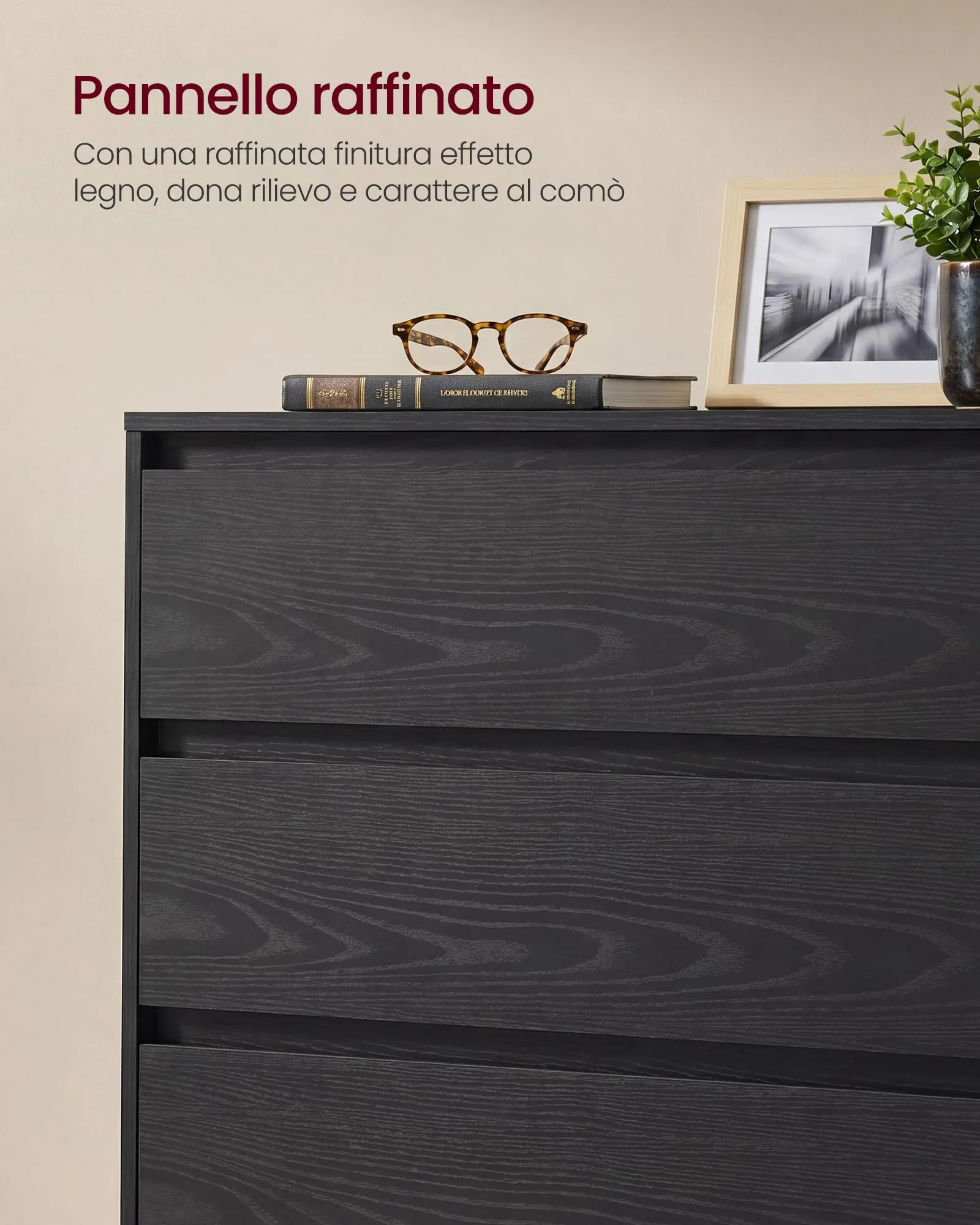 VASAGLE Cassettiera con 5 Cassetti, 60,2x40,4x97,4 cm - immagine 7