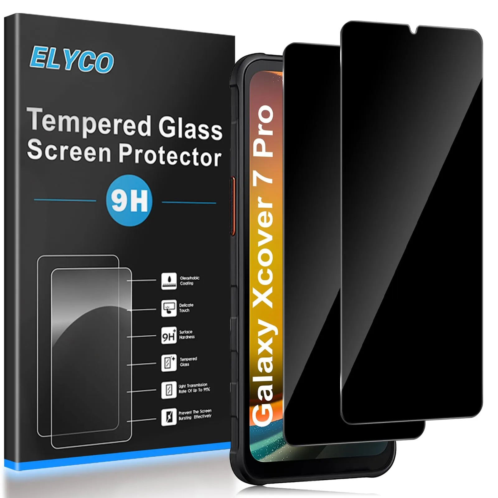 ELYCO Vetro Temperato Privacy per Samsung Galaxy Xcover 7/7 Pro, 2 Pezzi - immagine 1