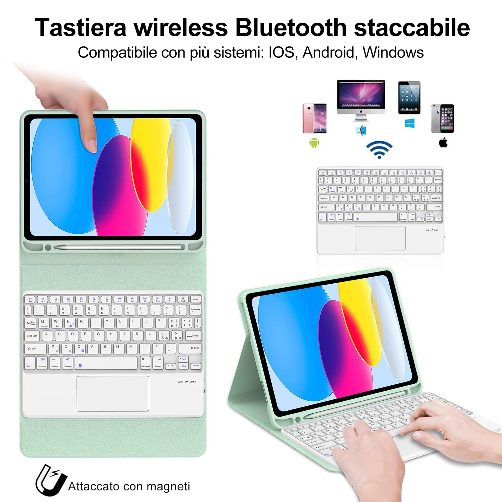 IVEOPPE Tastiera e Custodia per iPad 11ª Generazione 11" (2025) e 10ª Generazione 10.9" (2022) A16 - immagine 3
