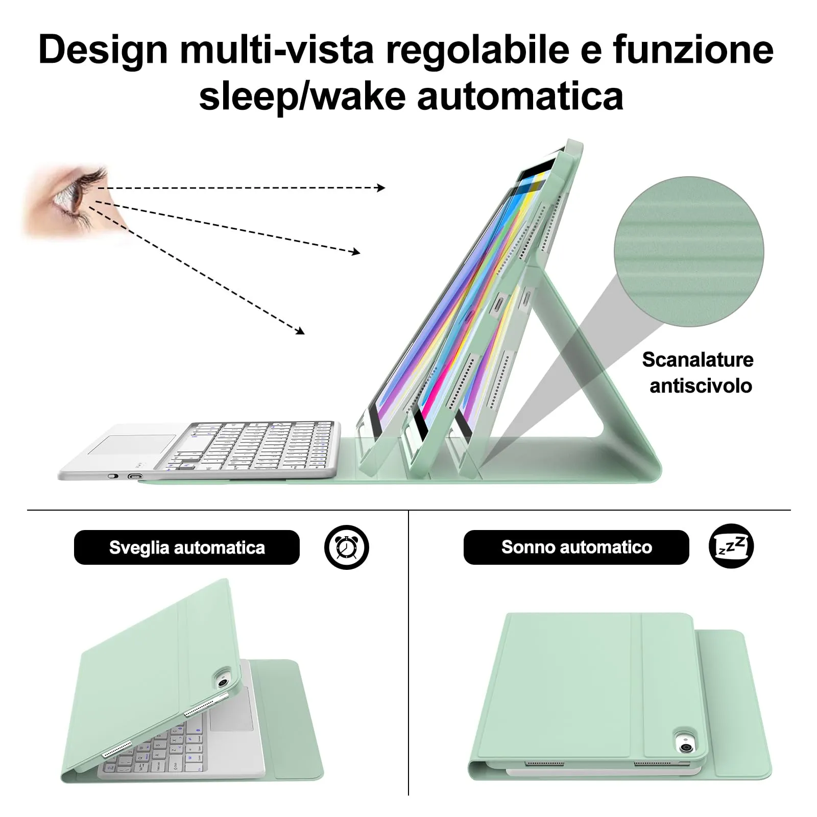 IVEOPPE Tastiera e Custodia per iPad 11ª Generazione 11" (2025) e 10ª Generazione 10.9" (2022) A16 - immagine 6