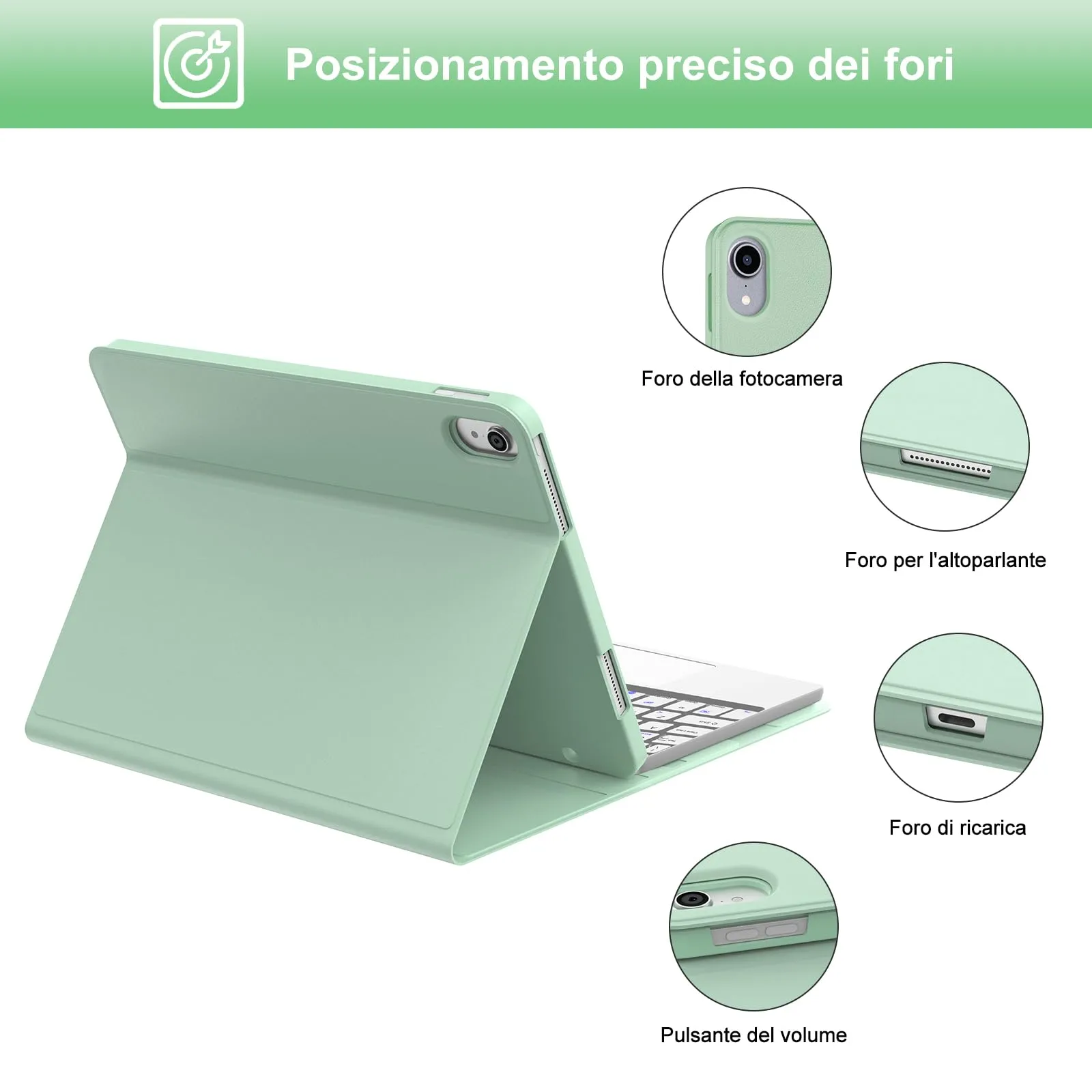 IVEOPPE Tastiera e Custodia per iPad 11ª Generazione 11" (2025) e 10ª Generazione 10.9" (2022) A16 - immagine 7