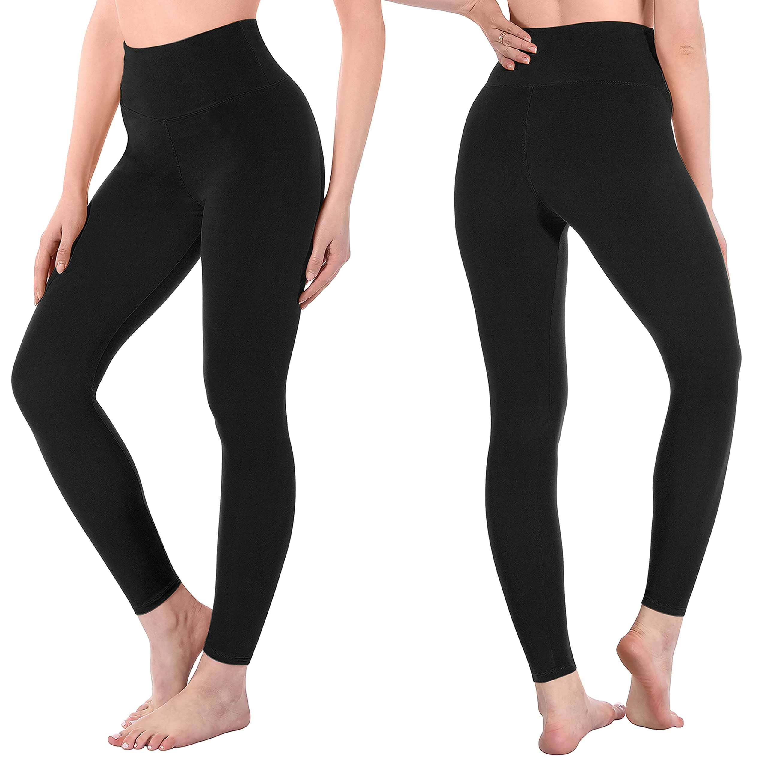 SINOPHANT Leggings da donna a vita alta, confezione da 2 pezzi, Nero/Verde Militare - immagine 2