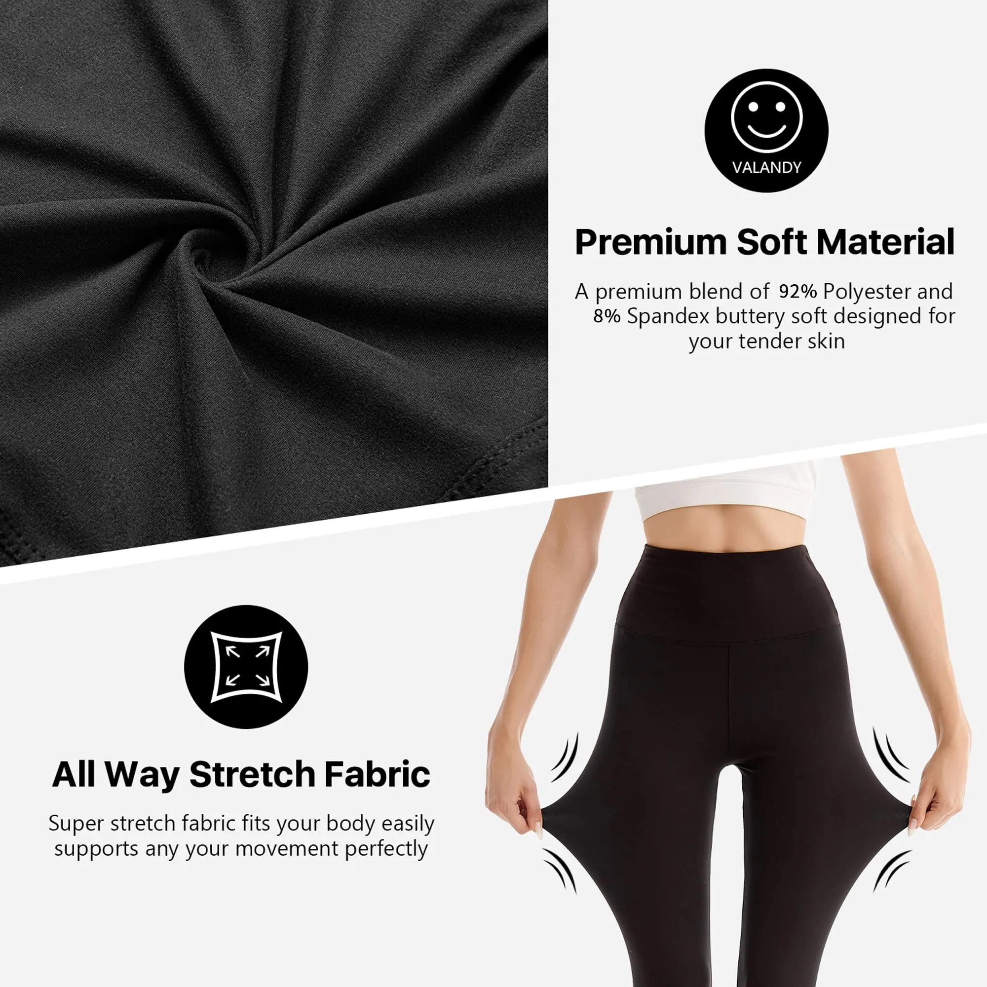 SINOPHANT Leggings da donna a vita alta, confezione da 2 pezzi, Nero/Verde Militare - immagine 4
