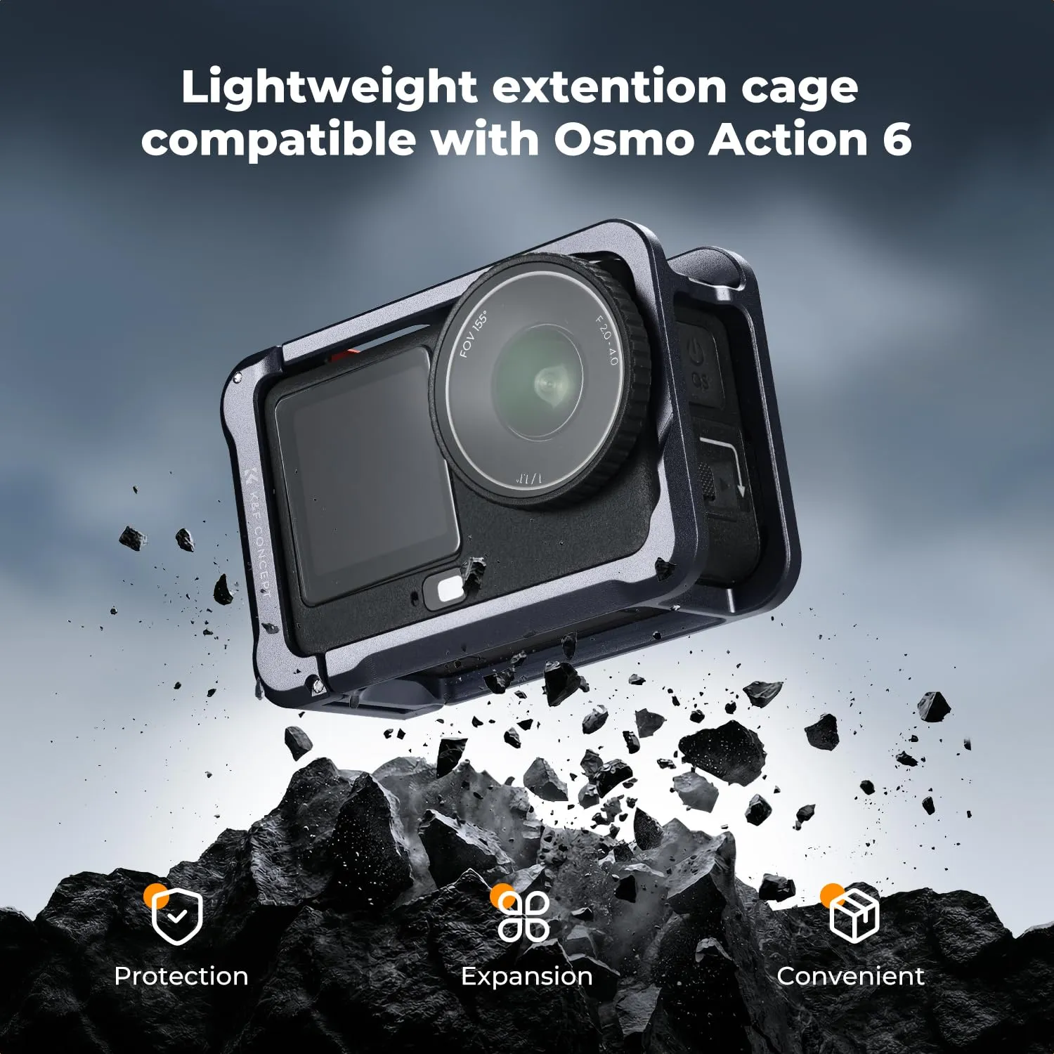 K&F CONCEPT Gabbia Leggera per DJI Osmo Action 6, Custodia a Sgancio Rapido - immagine 2