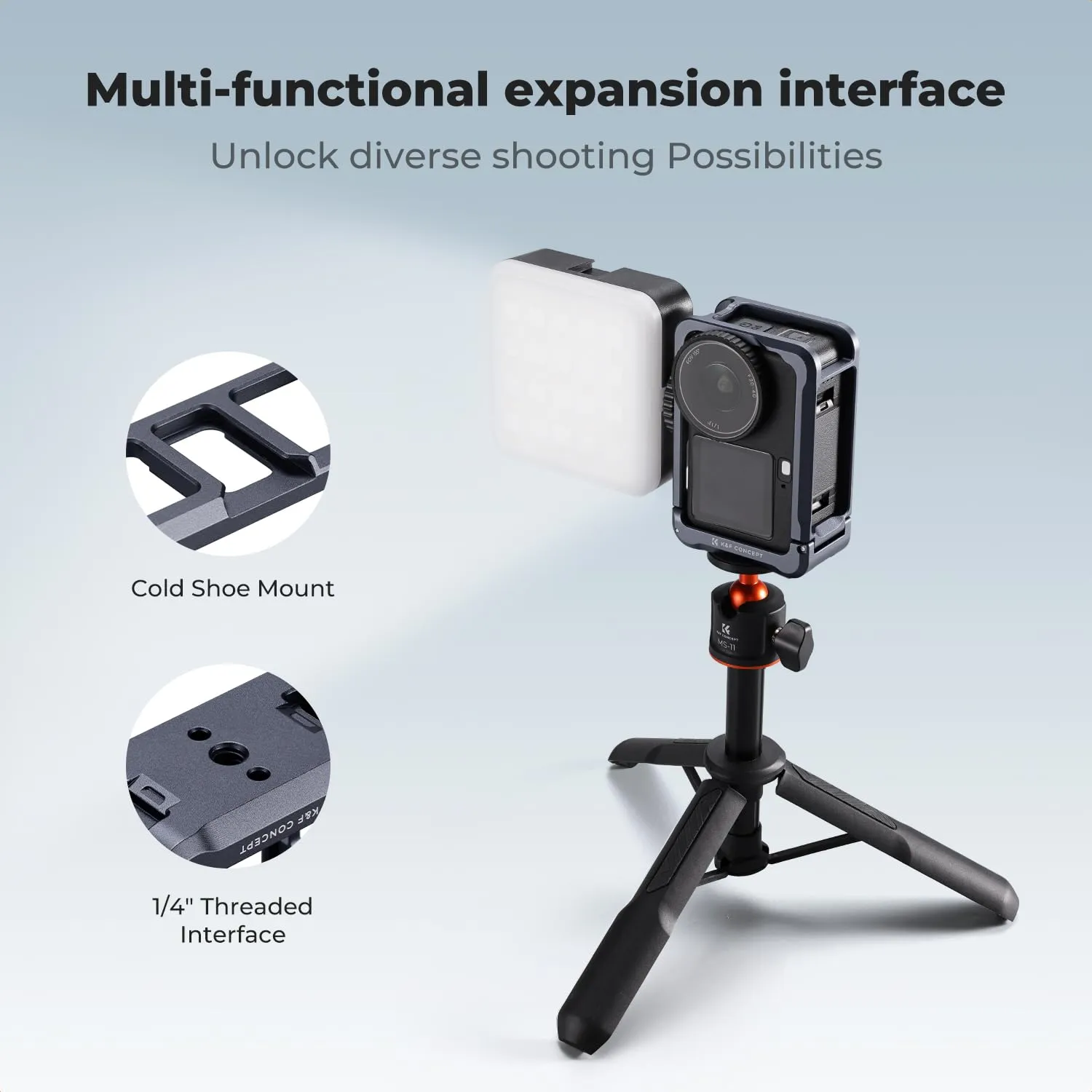 K&F CONCEPT Gabbia Leggera per DJI Osmo Action 6, Custodia a Sgancio Rapido - immagine 3
