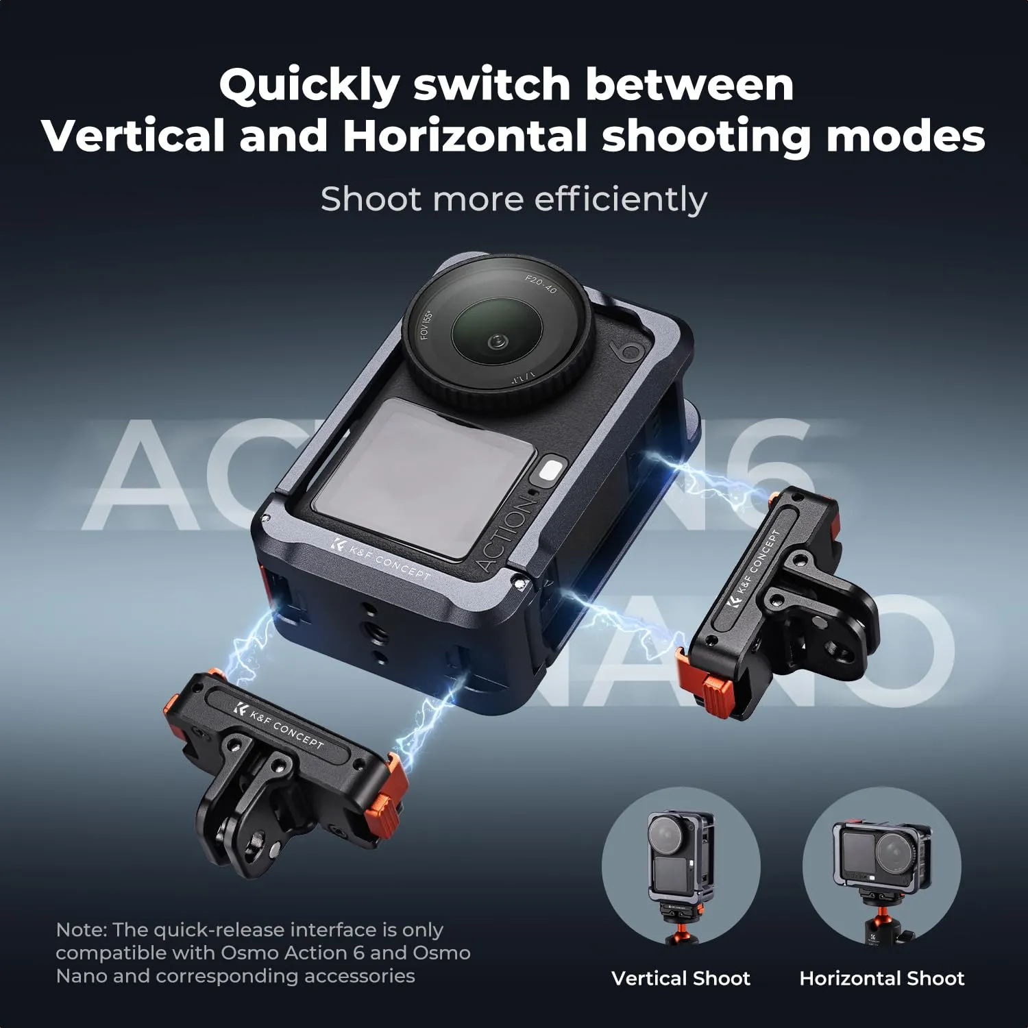 K&F CONCEPT Gabbia Leggera per DJI Osmo Action 6, Custodia a Sgancio Rapido - immagine 5