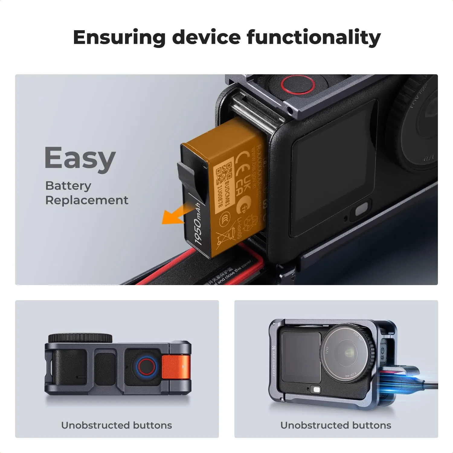 K&F CONCEPT Gabbia Leggera per DJI Osmo Action 6, Custodia a Sgancio Rapido - immagine 6