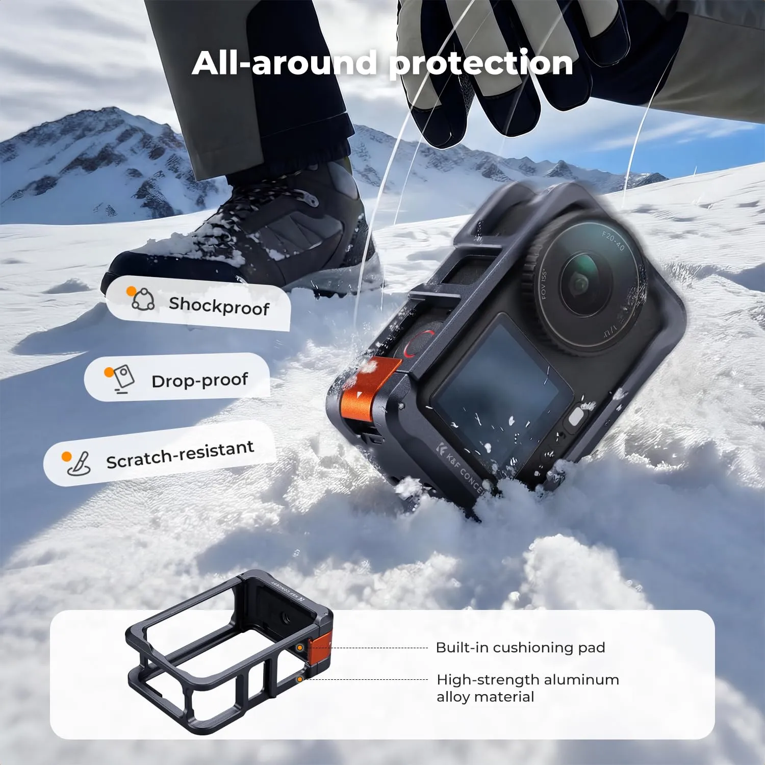 K&F CONCEPT Gabbia Leggera per DJI Osmo Action 6, Custodia a Sgancio Rapido - immagine 7