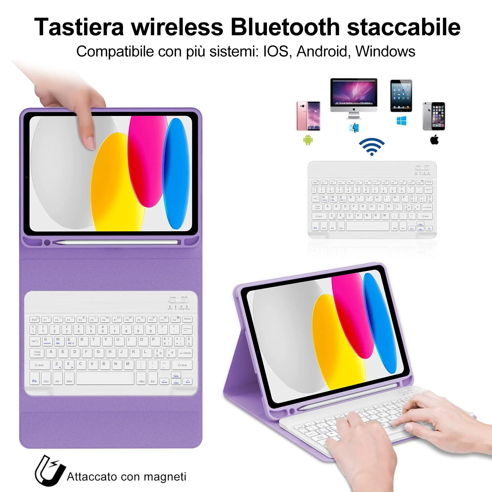 IVEOPPE Tastiera e Custodia per iPad 11 Generazione 11" (2025) e iPad 10 Generazione 10.9" (2022) A16 - immagine 3