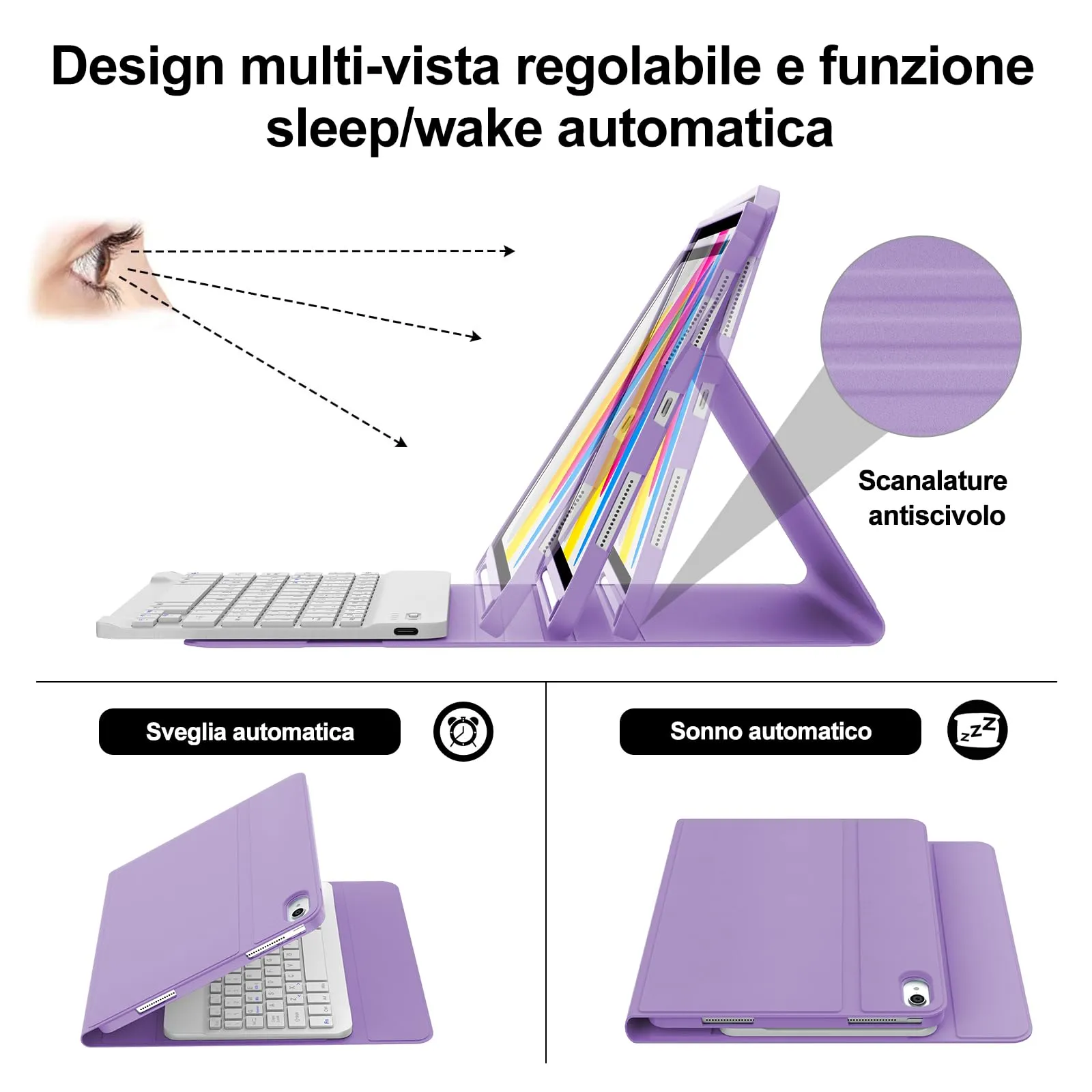 IVEOPPE Tastiera e Custodia per iPad 11 Generazione 11" (2025) e iPad 10 Generazione 10.9" (2022) A16 - immagine 5