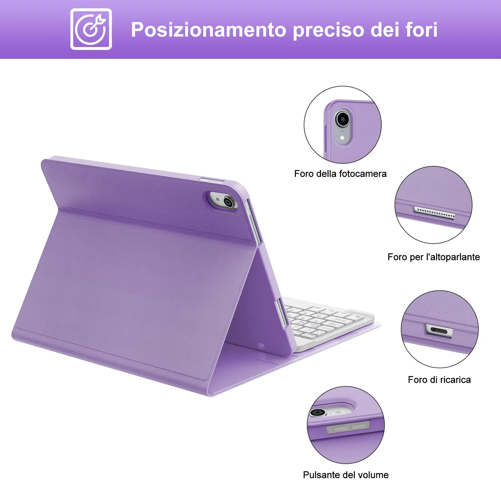 IVEOPPE Tastiera e Custodia per iPad 11 Generazione 11" (2025) e iPad 10 Generazione 10.9" (2022) A16 - immagine 6