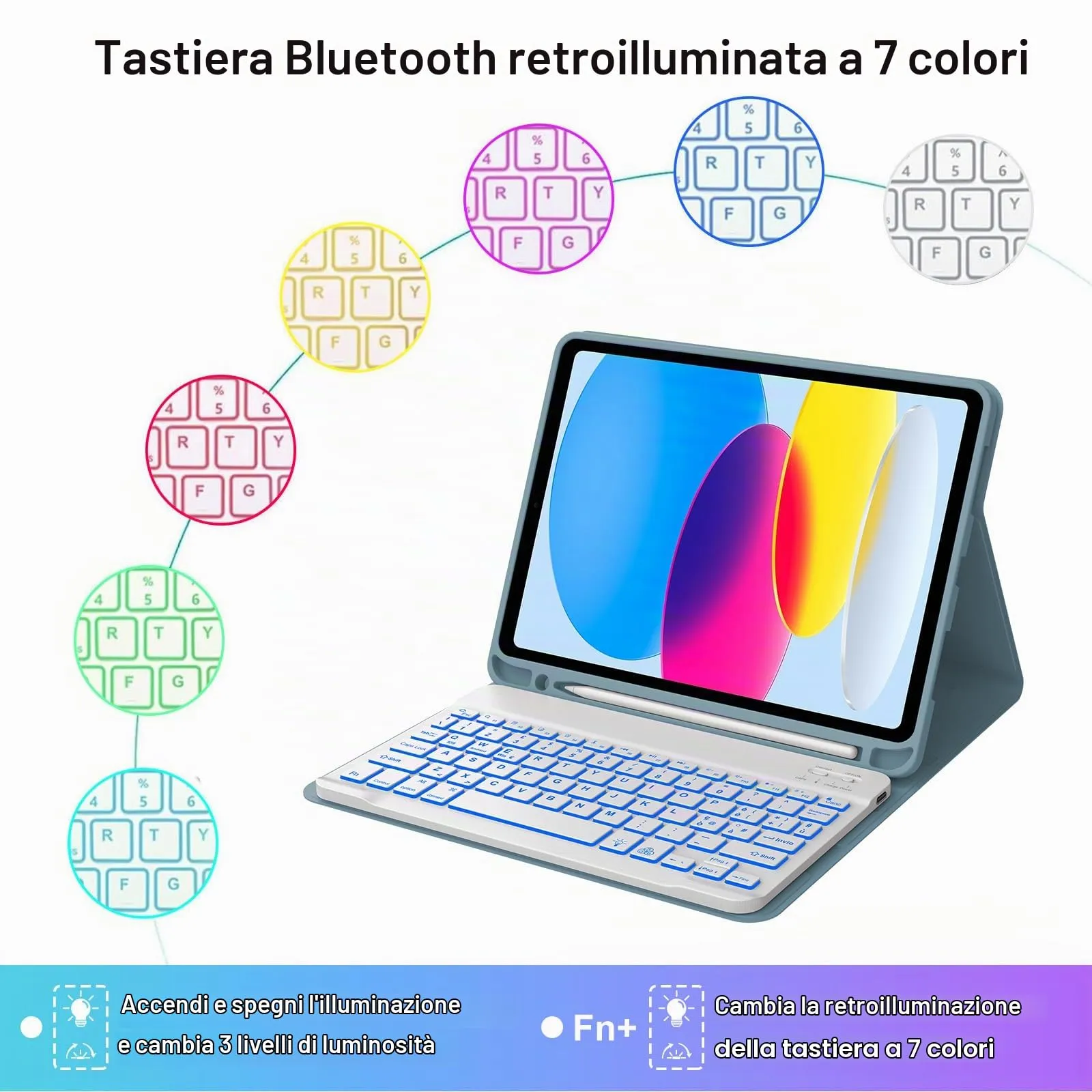 IVEOPPE Tastiera per iPad 11 Generazione (2025) 11" e iPad 10 Generazione (2022) 10.9" (A16) - immagine 5