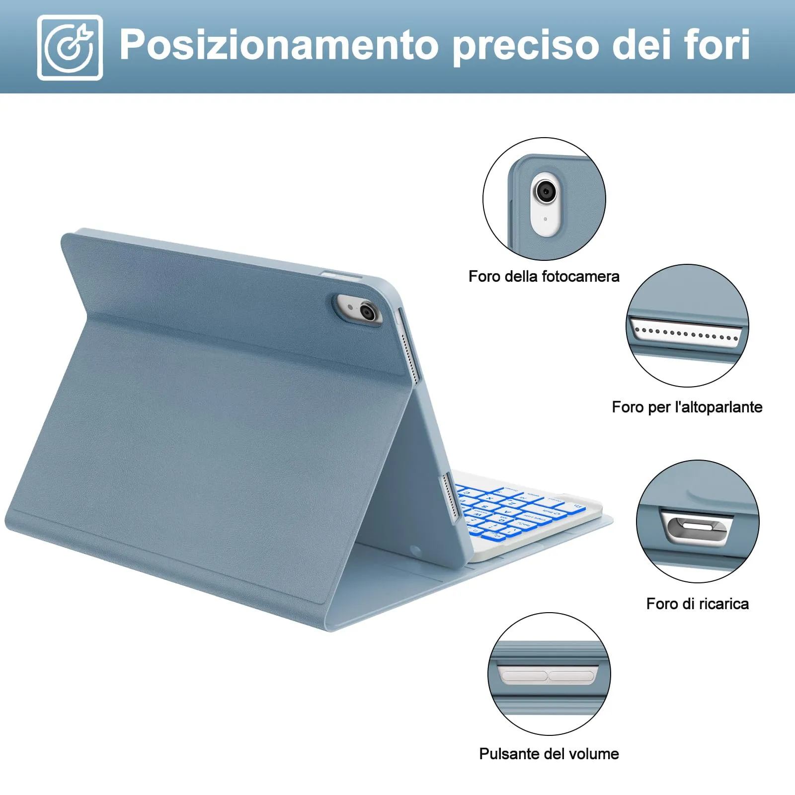 IVEOPPE Tastiera per iPad 11 Generazione (2025) 11" e iPad 10 Generazione (2022) 10.9" (A16) - immagine 7