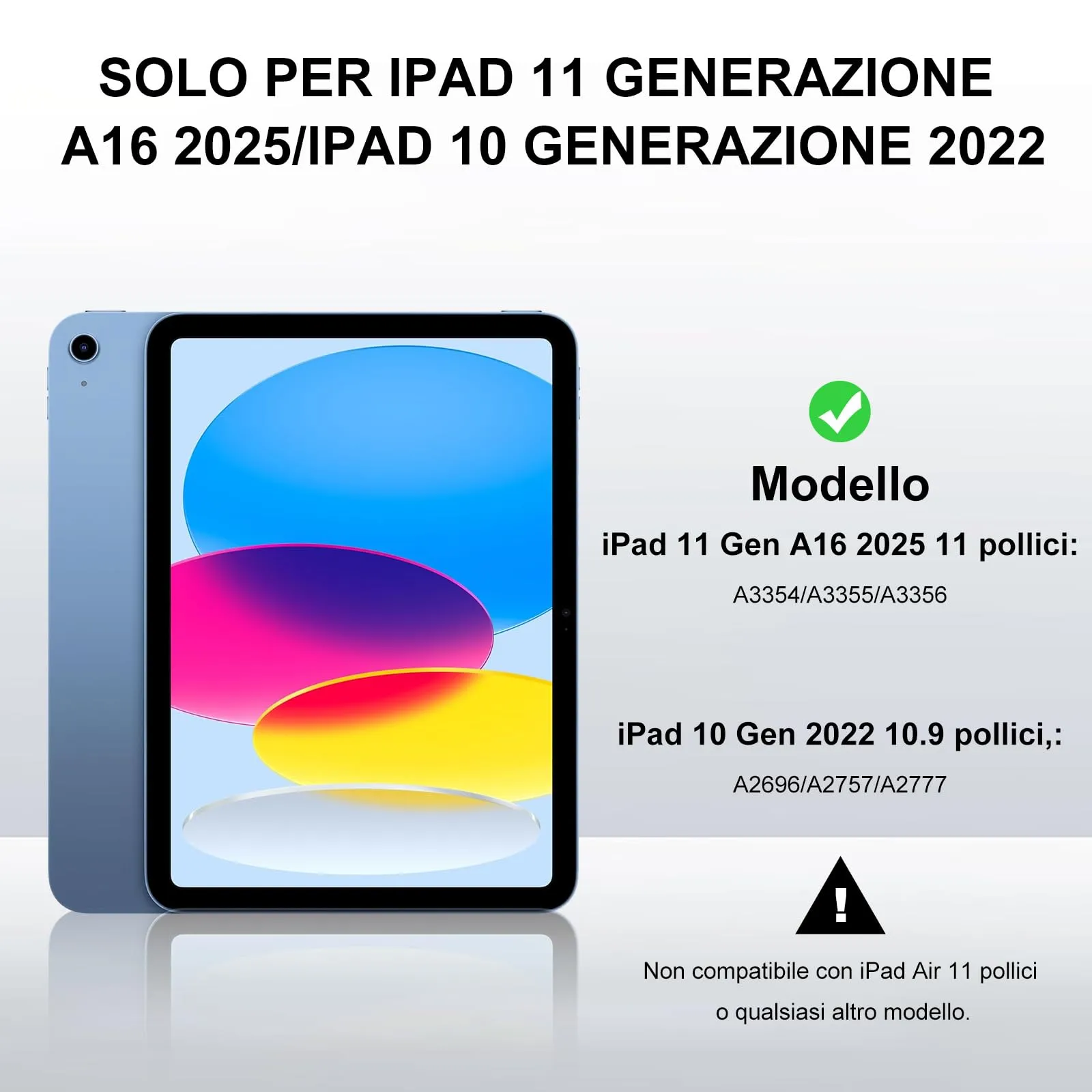 IVEOPPE Tastiera per iPad 11 Generazione 11" (2025) e 10 Generazione 10.9" (2022) A16 - immagine 2