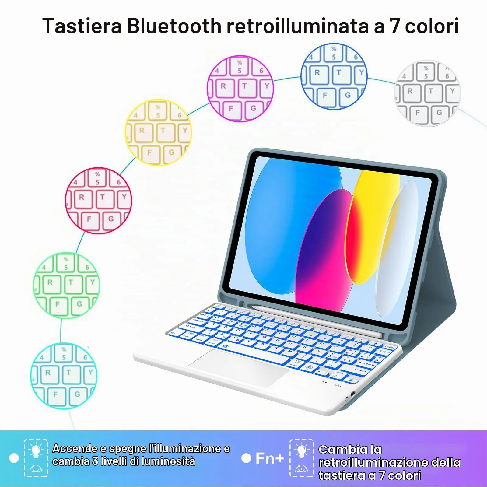 IVEOPPE Tastiera per iPad 11 Generazione 11" (2025) e 10 Generazione 10.9" (2022) A16 - immagine 6