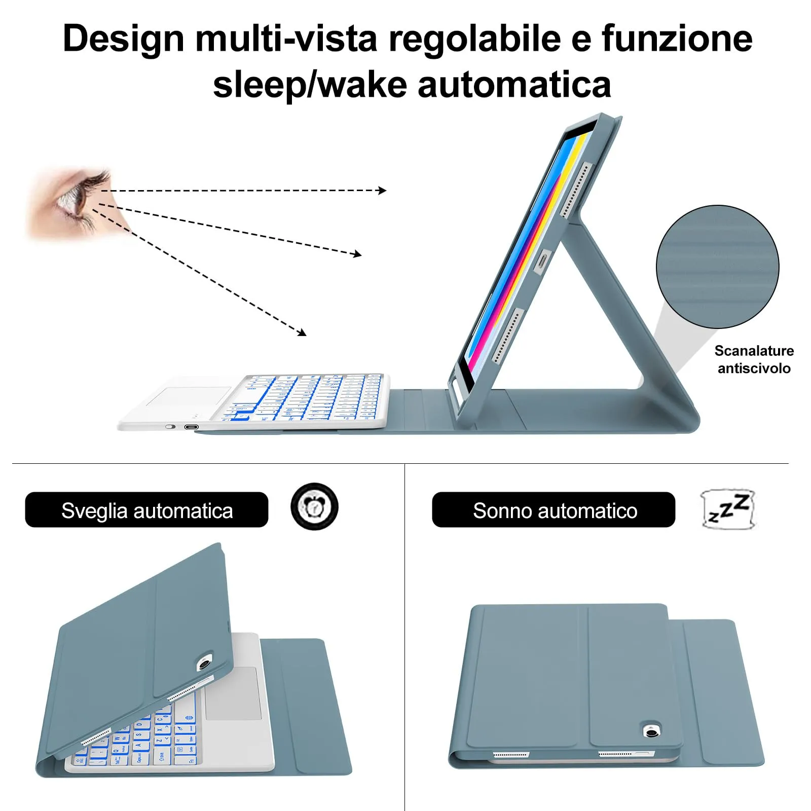 IVEOPPE Tastiera per iPad 11 Generazione 11" (2025) e 10 Generazione 10.9" (2022) A16 - immagine 7