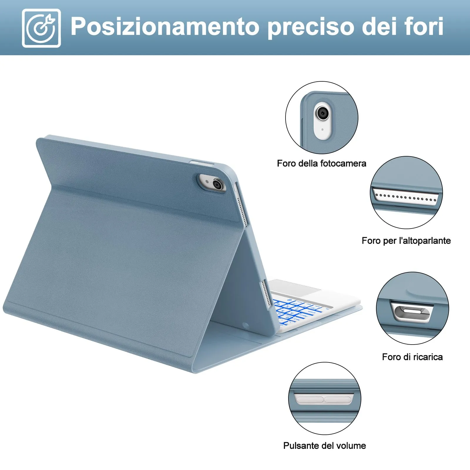 IVEOPPE Tastiera per iPad 11 Generazione 11" (2025) e 10 Generazione 10.9" (2022) A16 - immagine 8