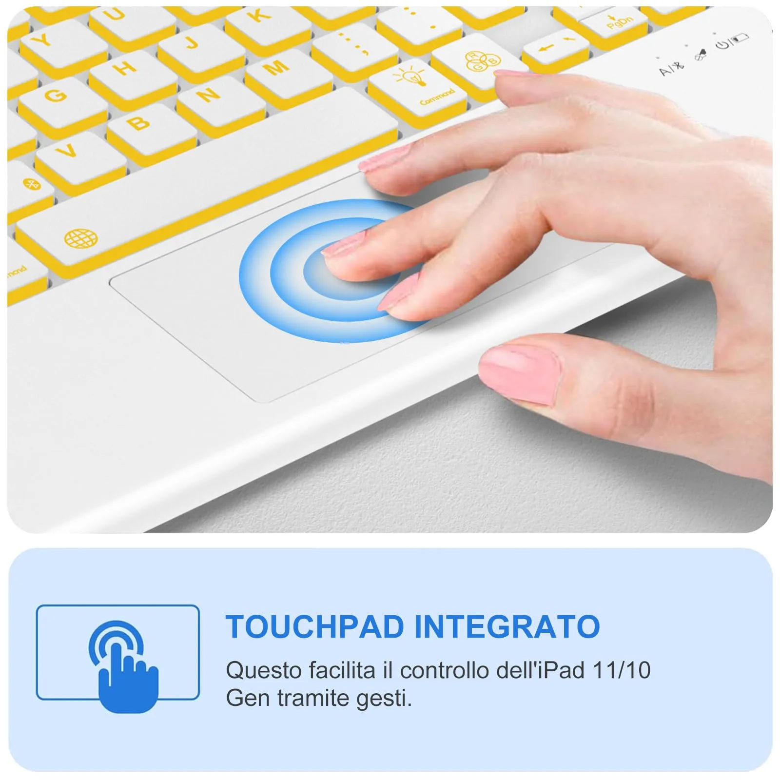 IVEOPPE Tastiera e Cover con Touchpad Retroilluminata per iPad 11 Generazione 11" (2025) e iPad 10 Generazione 10.9" (2022) A16 - immagine 6